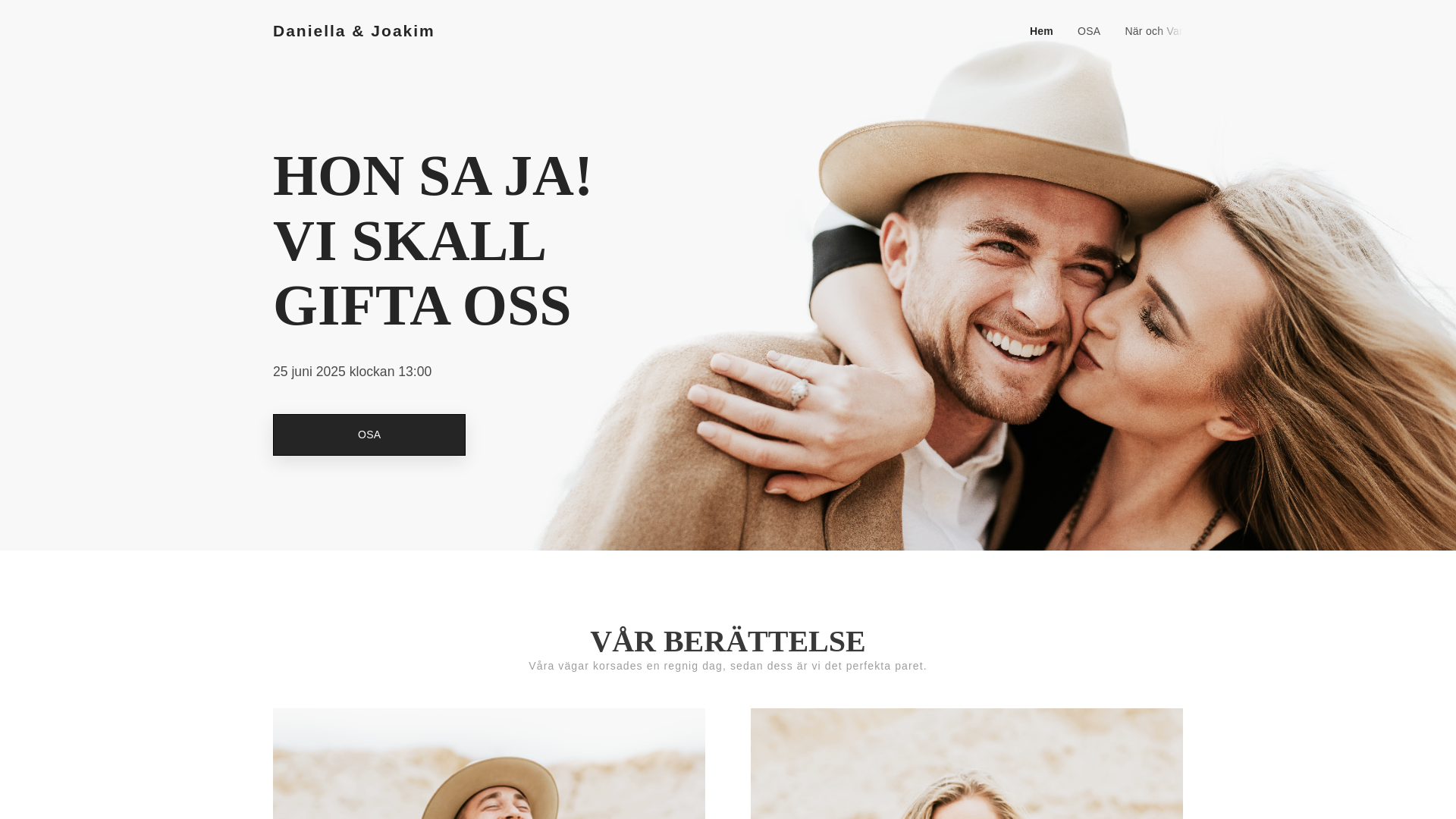 website screenshot of https://hakan-sarah.se/