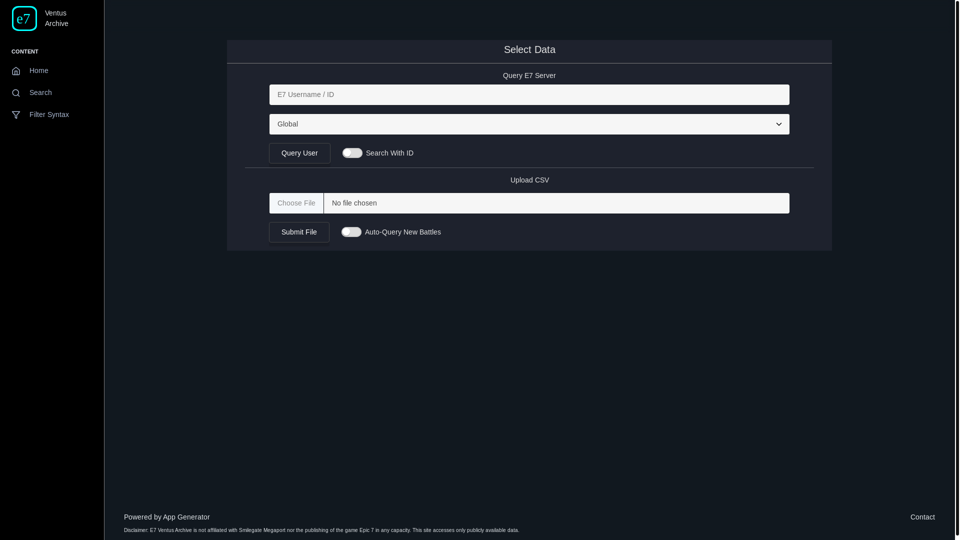 website screenshot of https://ventus-archive.org/