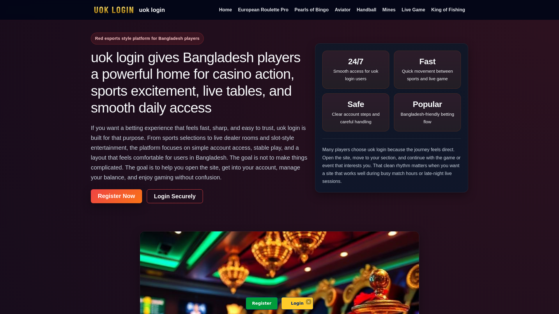 website screenshot of https://uok-login.net/