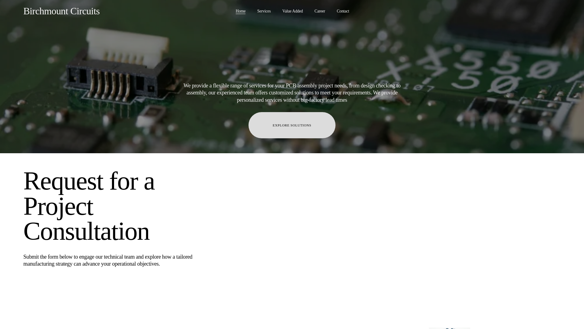 website screenshot of https://birchmountcircuits.com