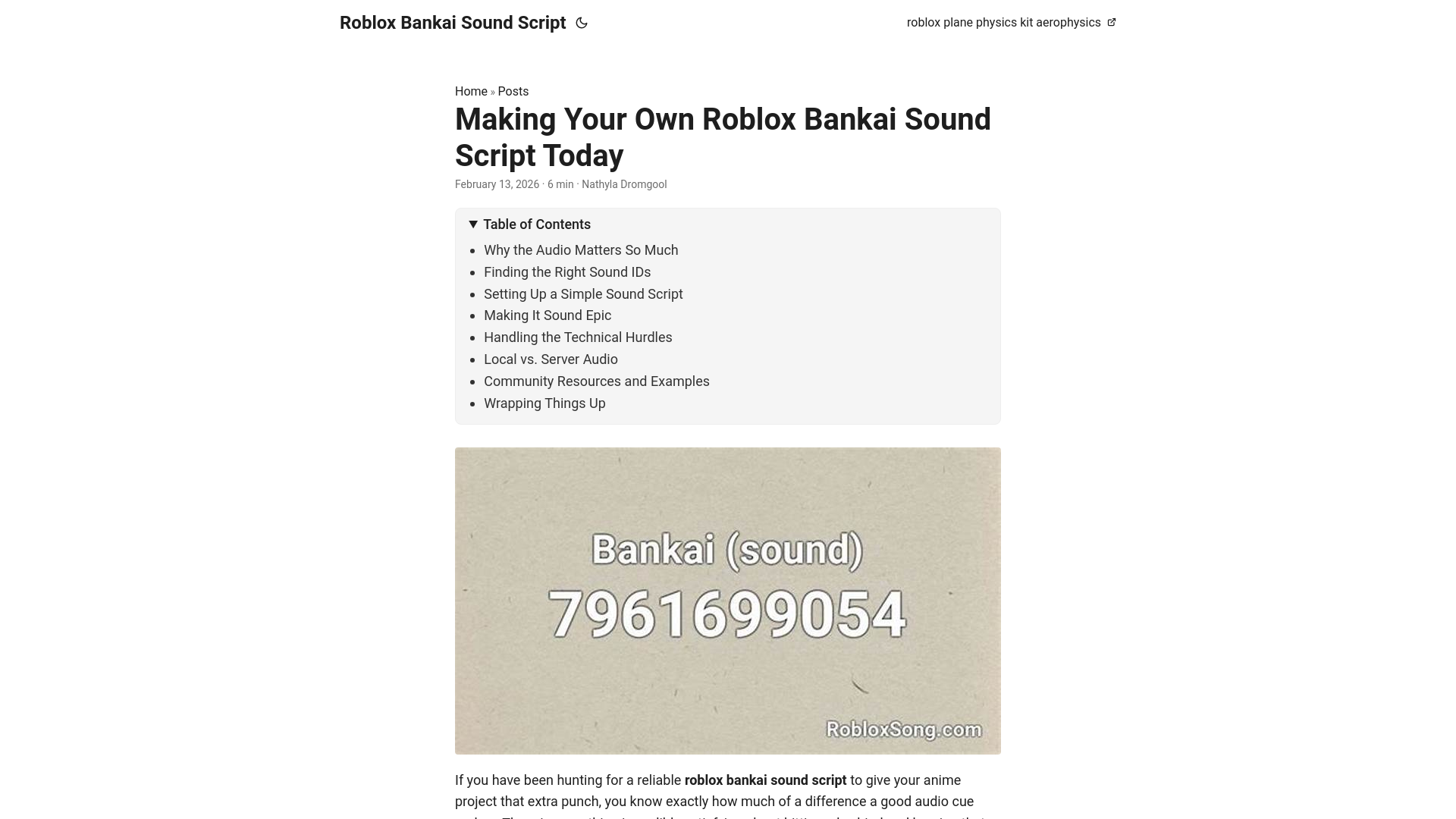 website screenshot of https://roblox-bankai-sound-script.pages.dev/