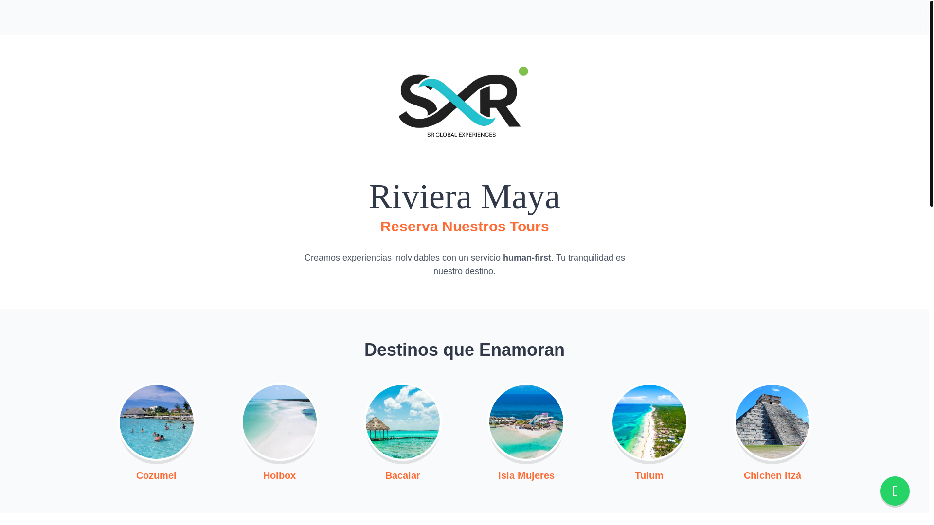 website screenshot of https://srglobalexperiences.com/