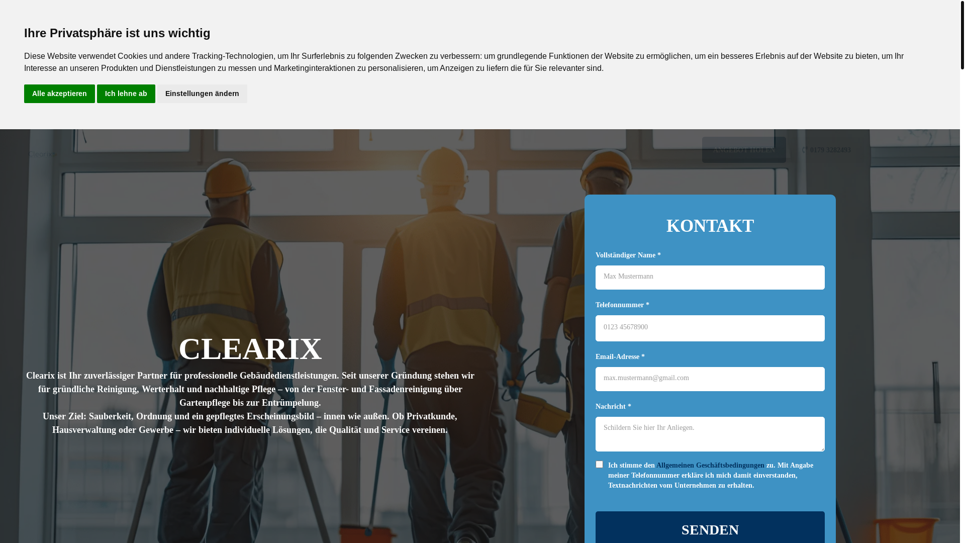 website screenshot of https://clearix-dienstleistungen.de/