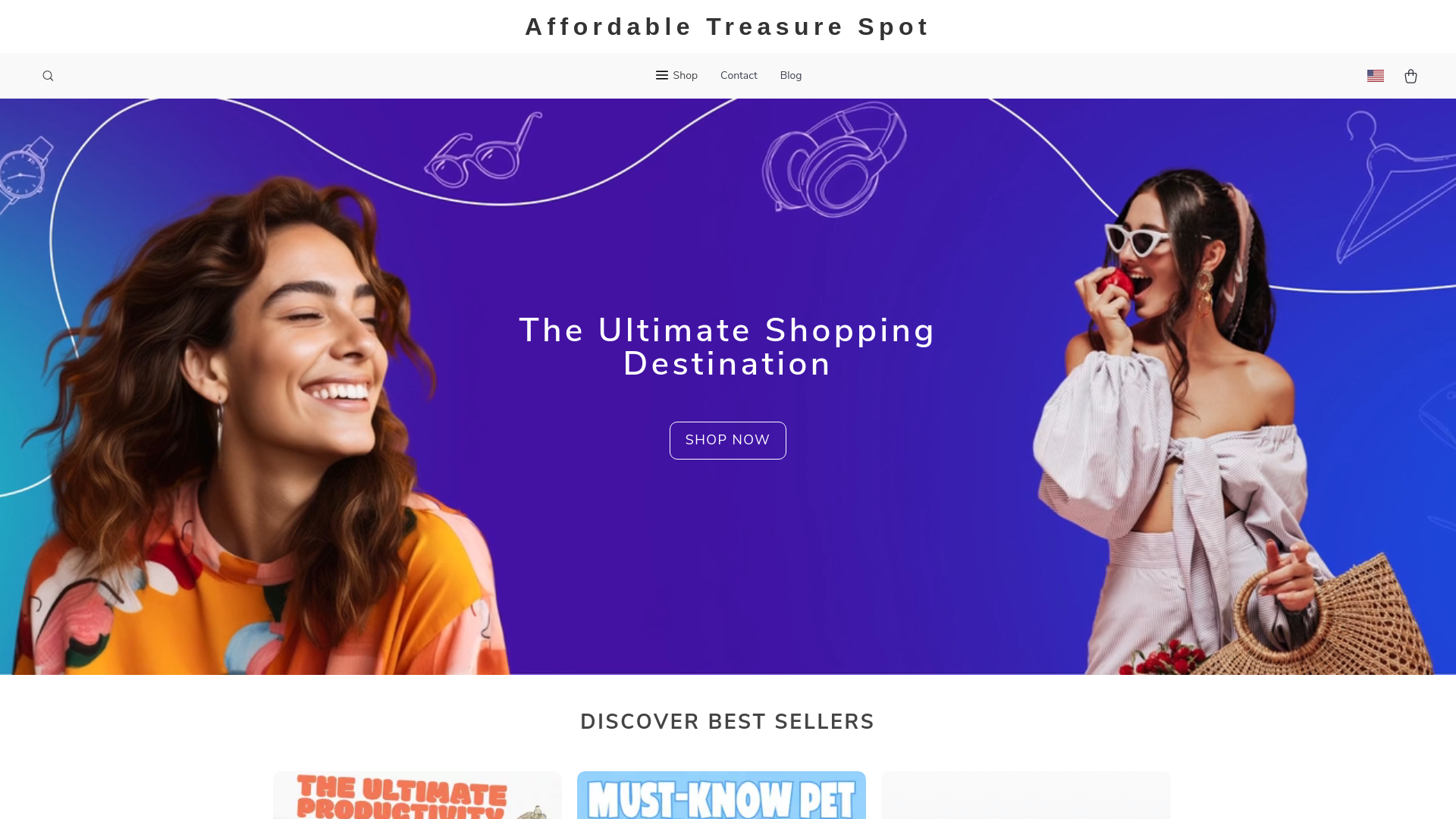 website screenshot of https://affordabletreasurespot.shop