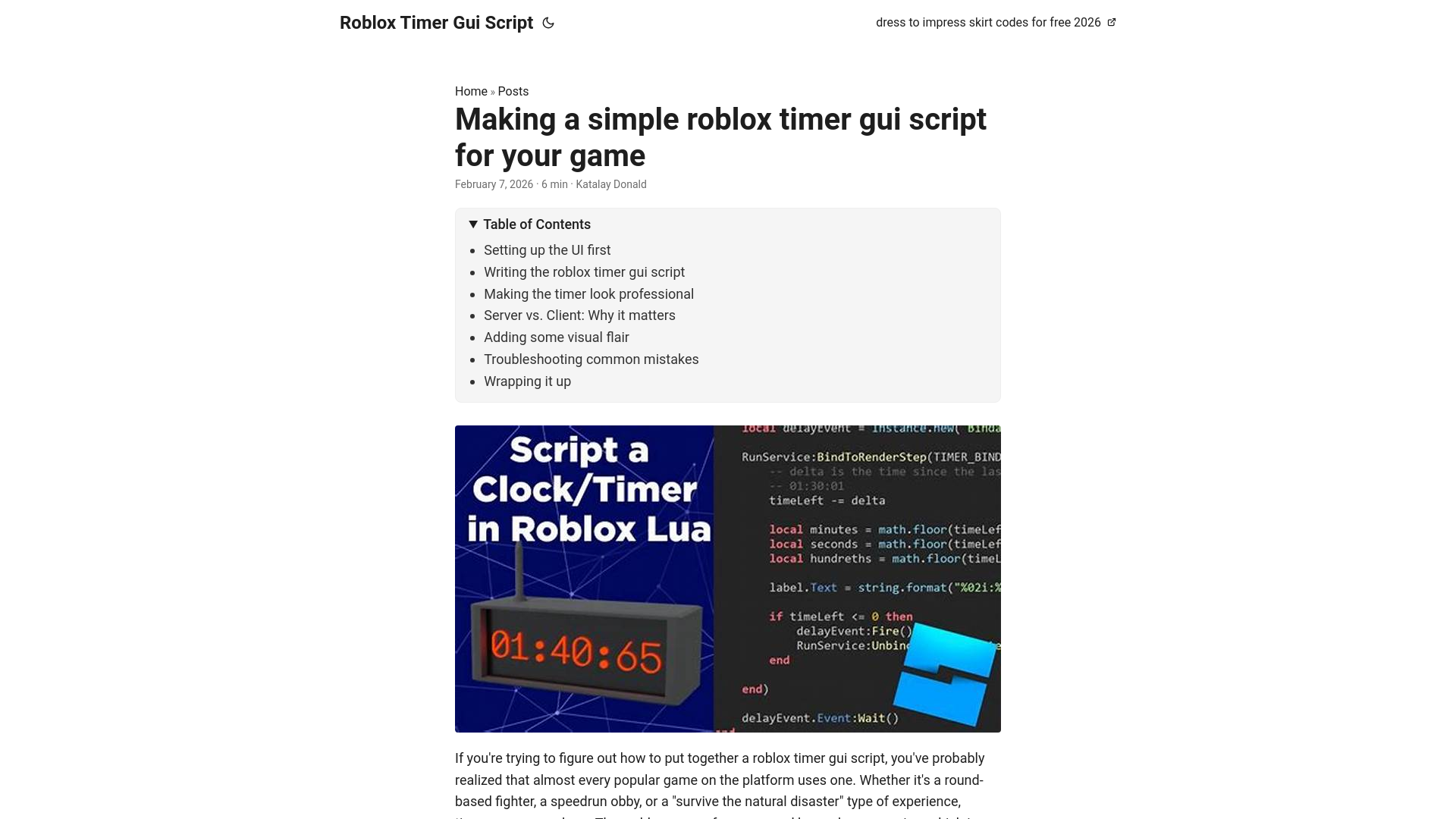 website screenshot of https://roblox-timer-gui-script.pages.dev/