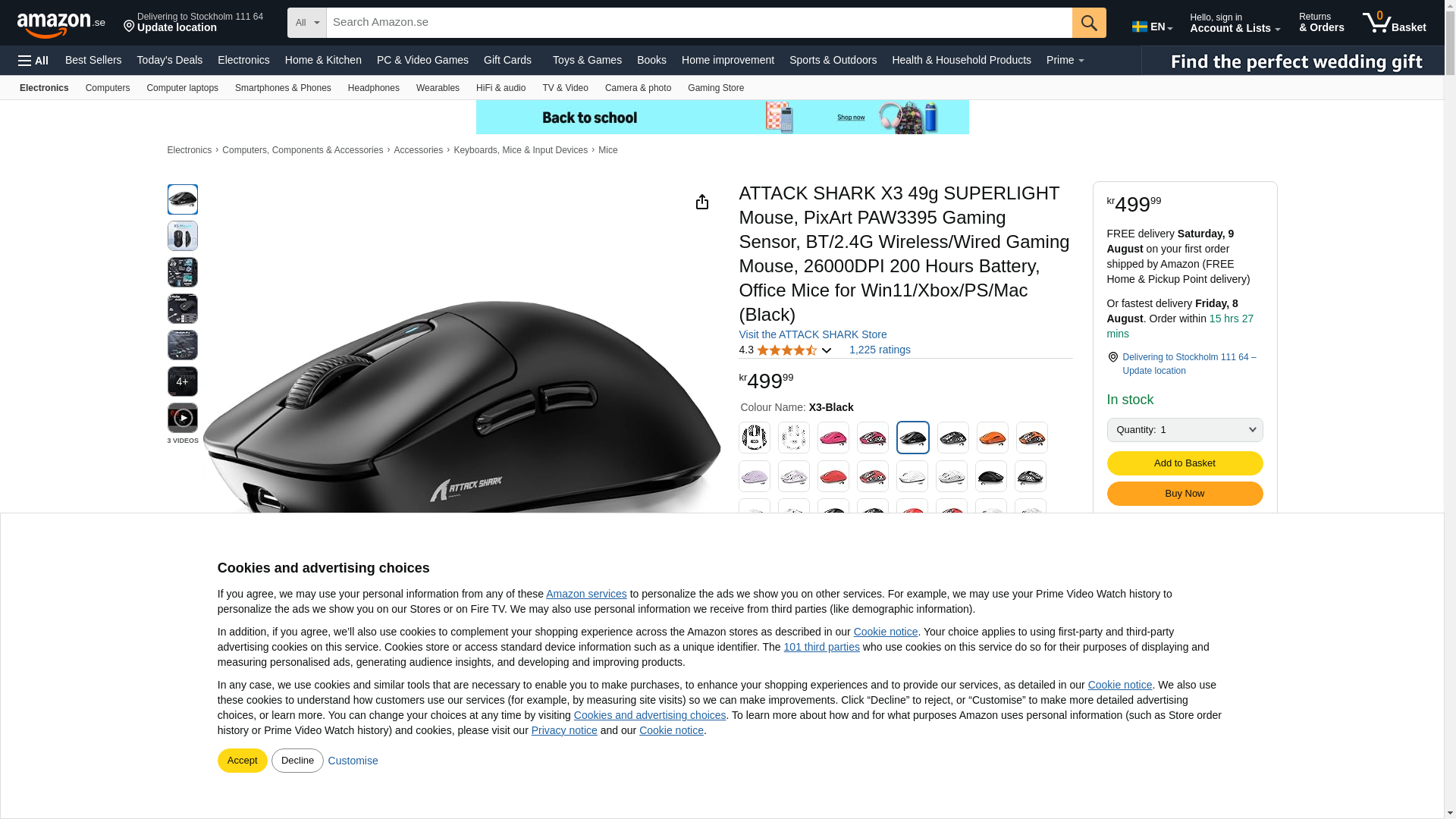 website screenshot of https://www.amazon.se/-/en/X3-SUPERLIGHT-PAW3395-Wireless-26000DPI/dp/B0CCRNG4BD?asc_source=01JXFWTN25HYJWHRA6C26BAHK2&tag=snxse244-21&th=1