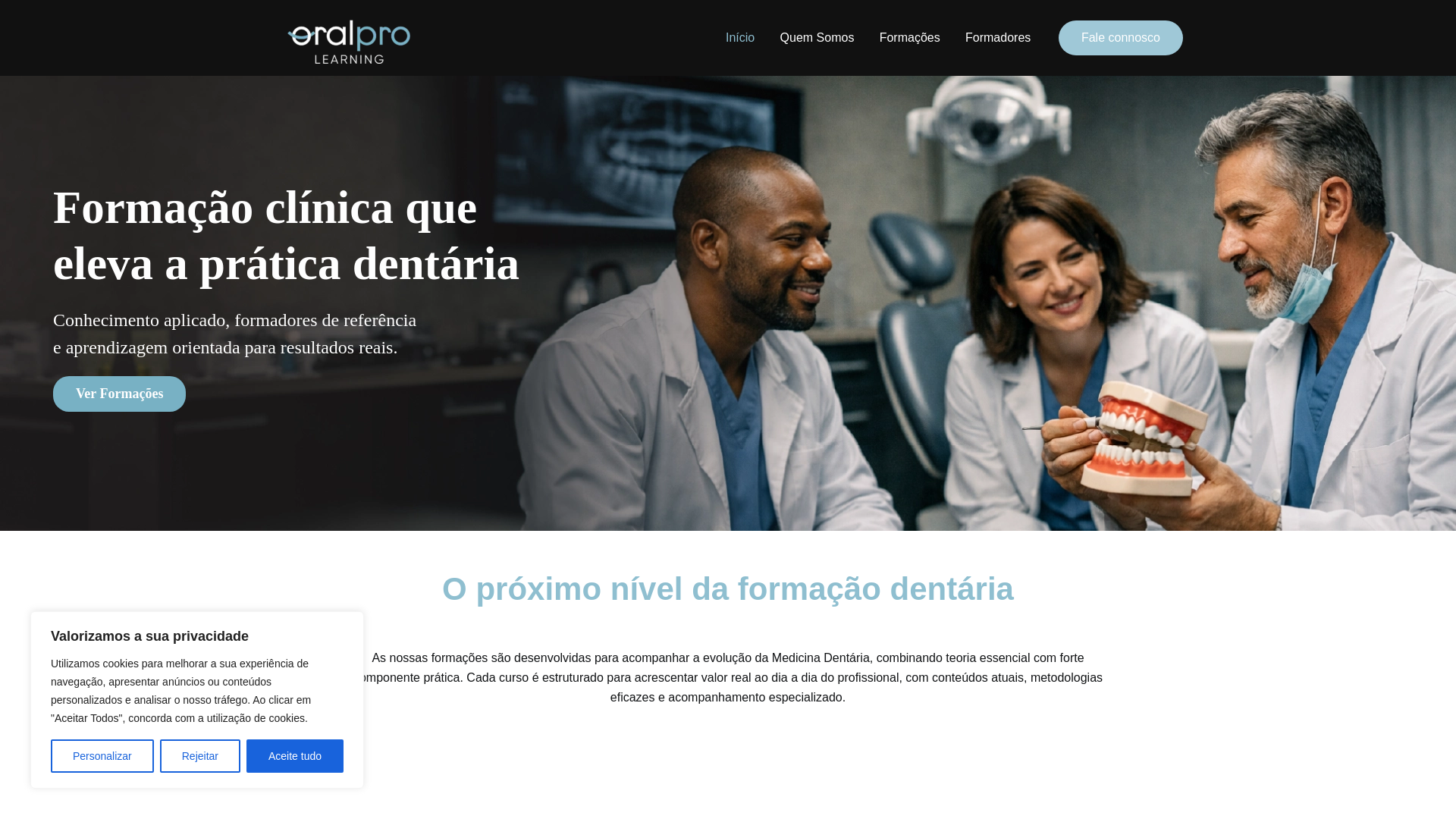 website screenshot of https://oralprolearning.pt/