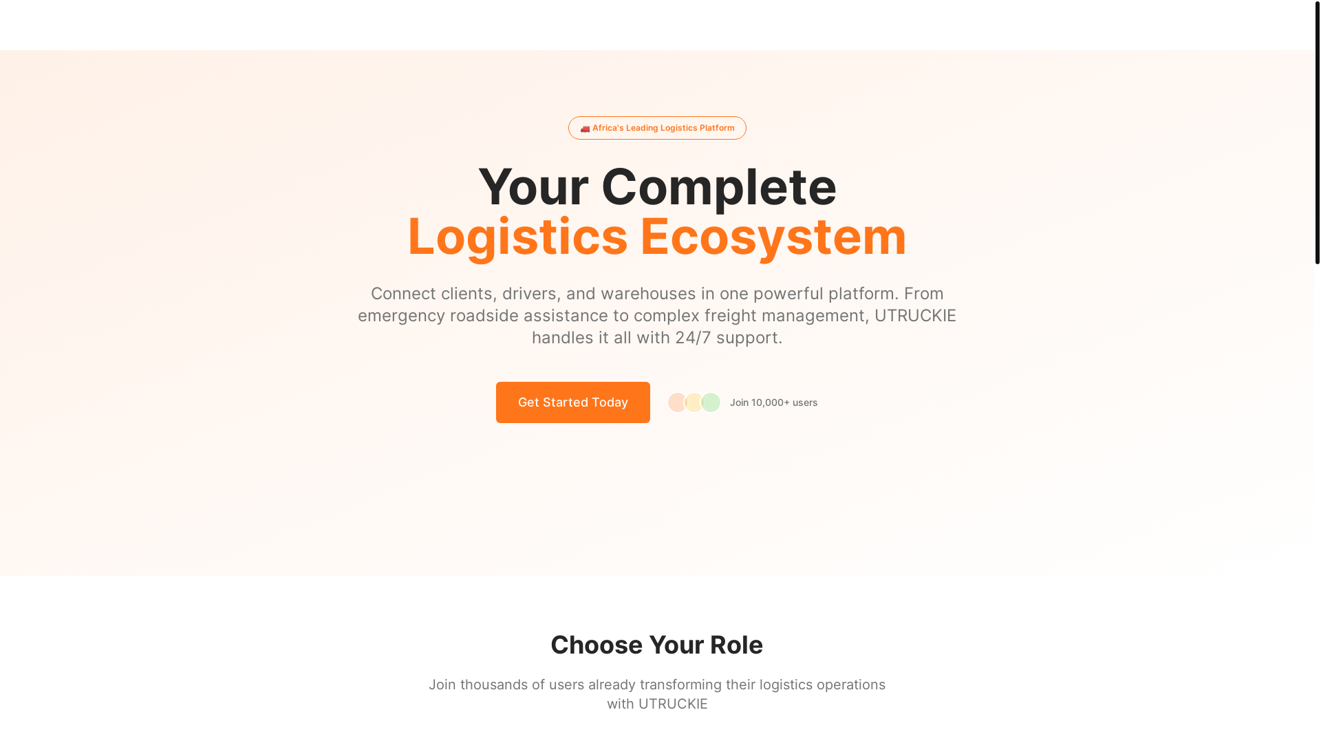 website screenshot of https://utruckie.co.za/