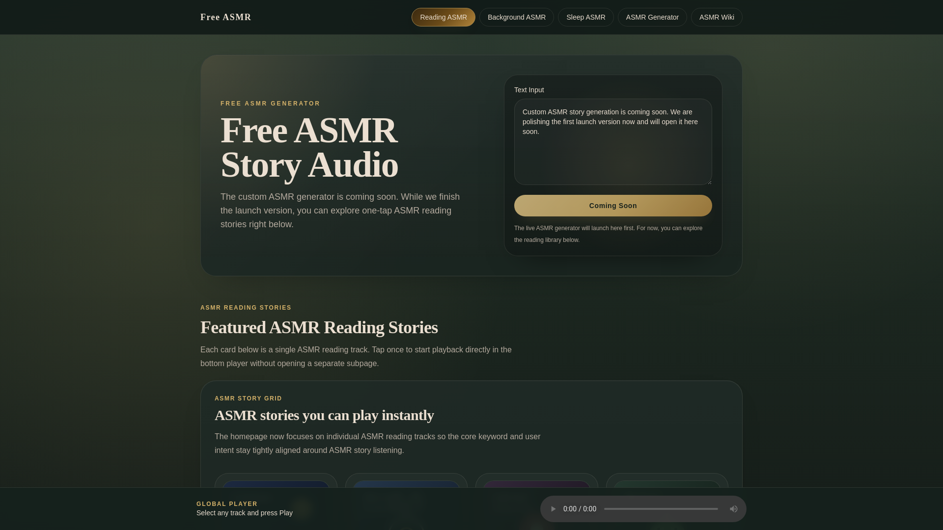 website screenshot of https://freeasmr.net/