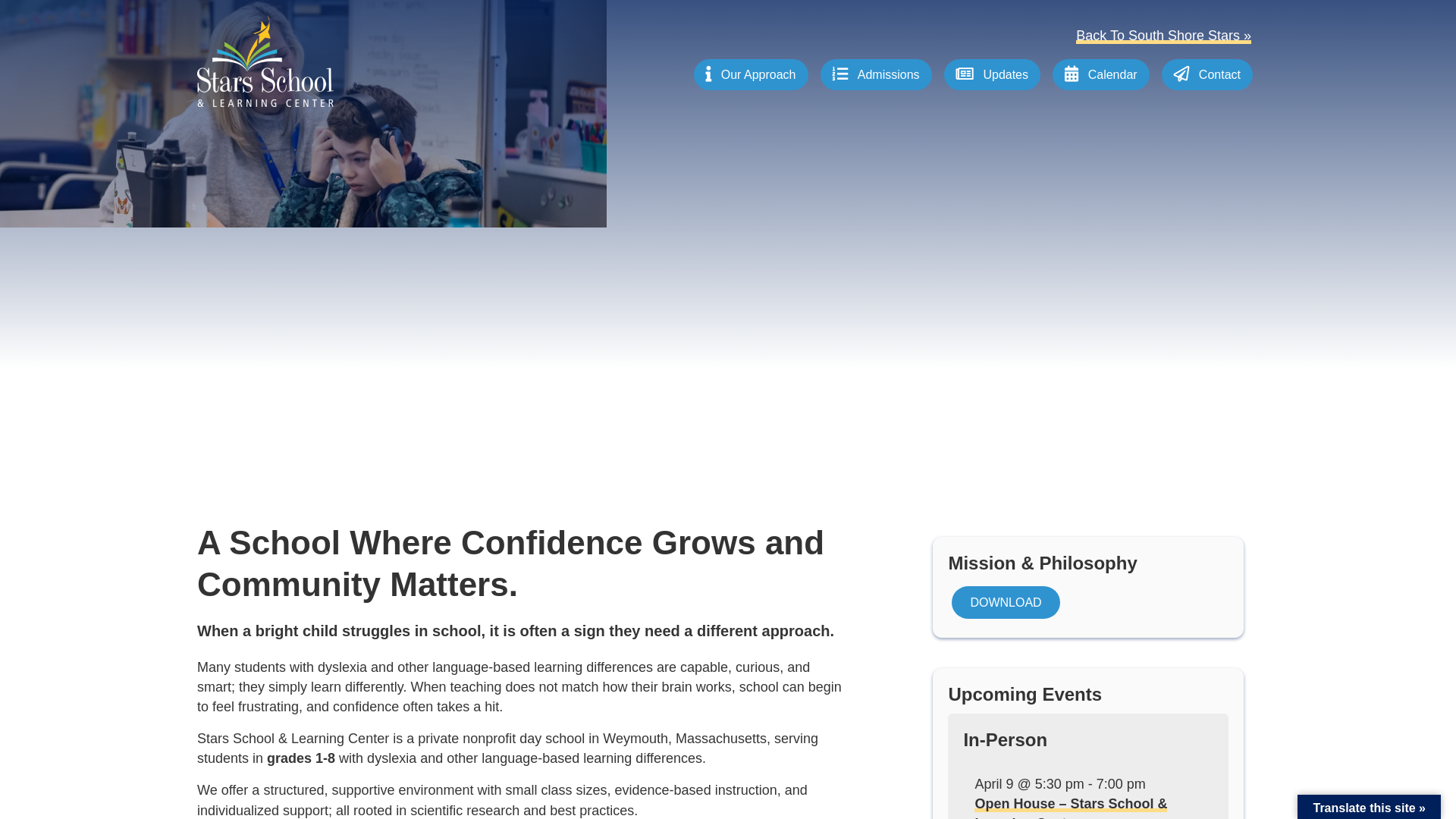 website screenshot of https://starsschool.org