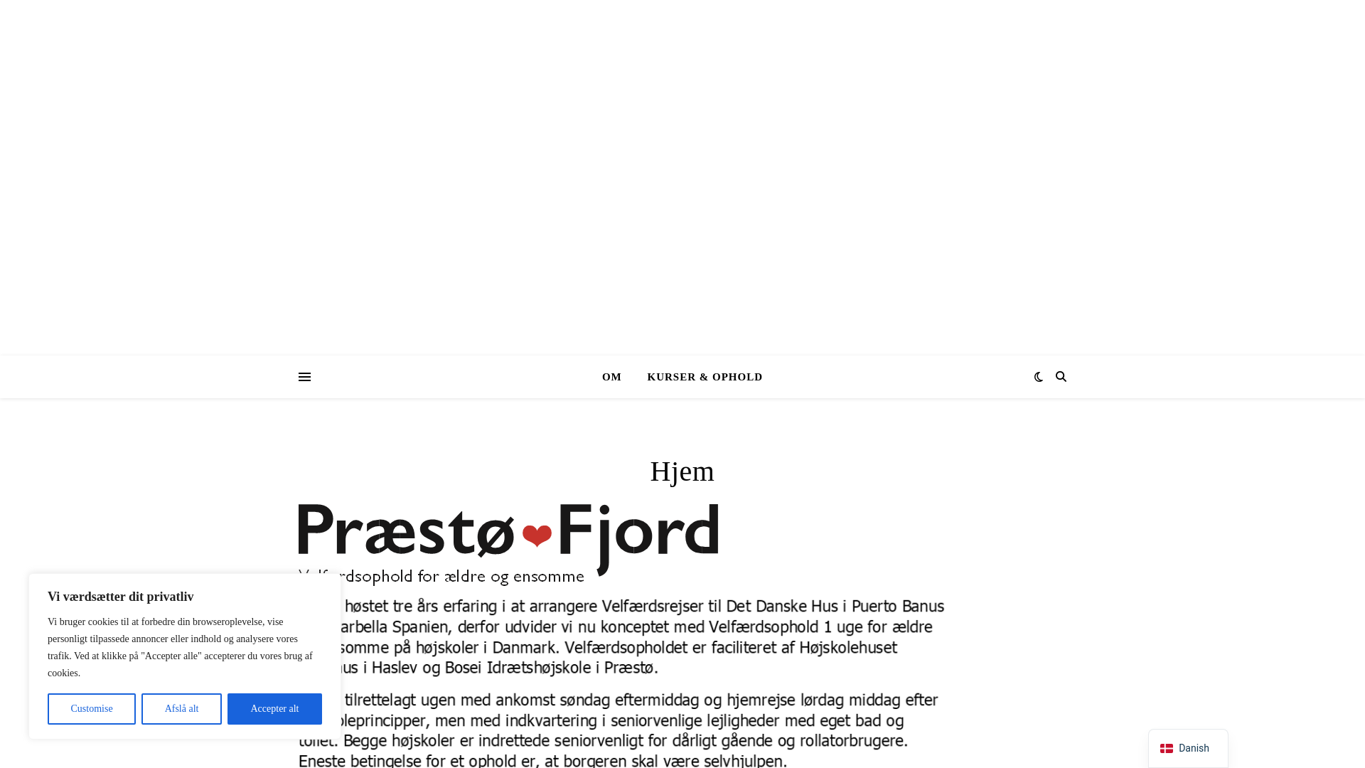 website screenshot of https://xn--prstfjord-h3a4r.dk