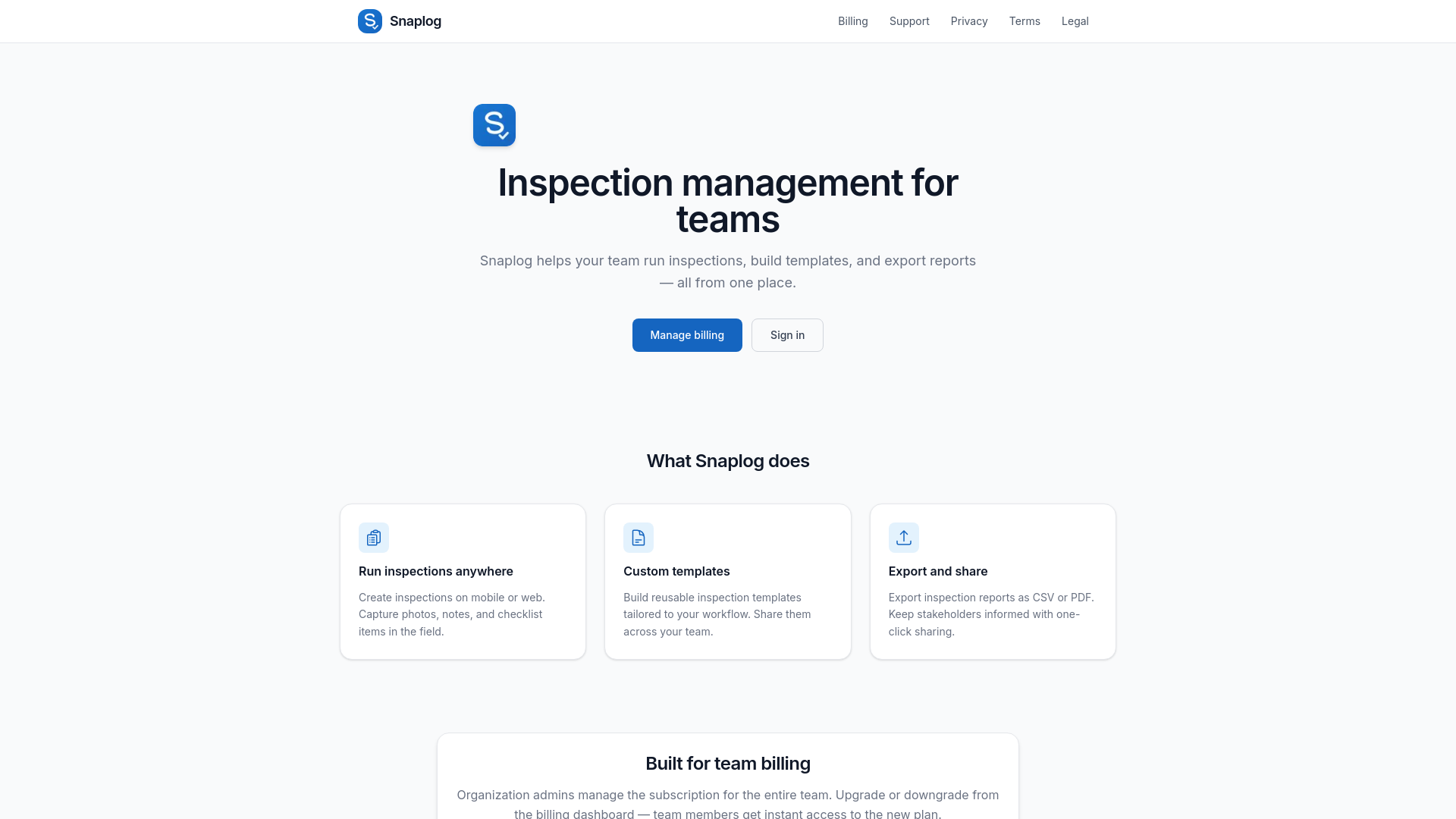 website screenshot of https://snap-log.app/