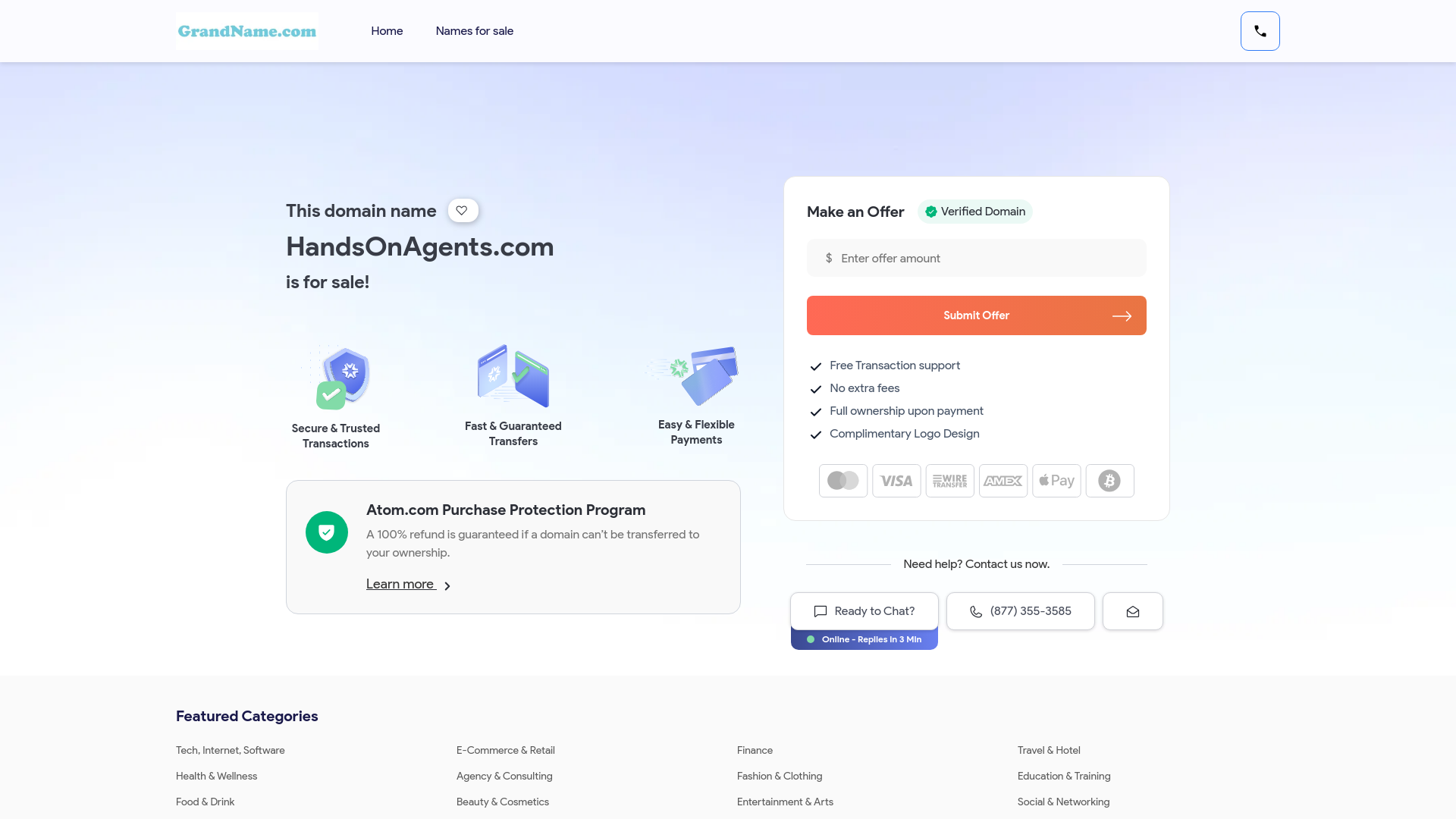 website screenshot of https://handsonagents.com