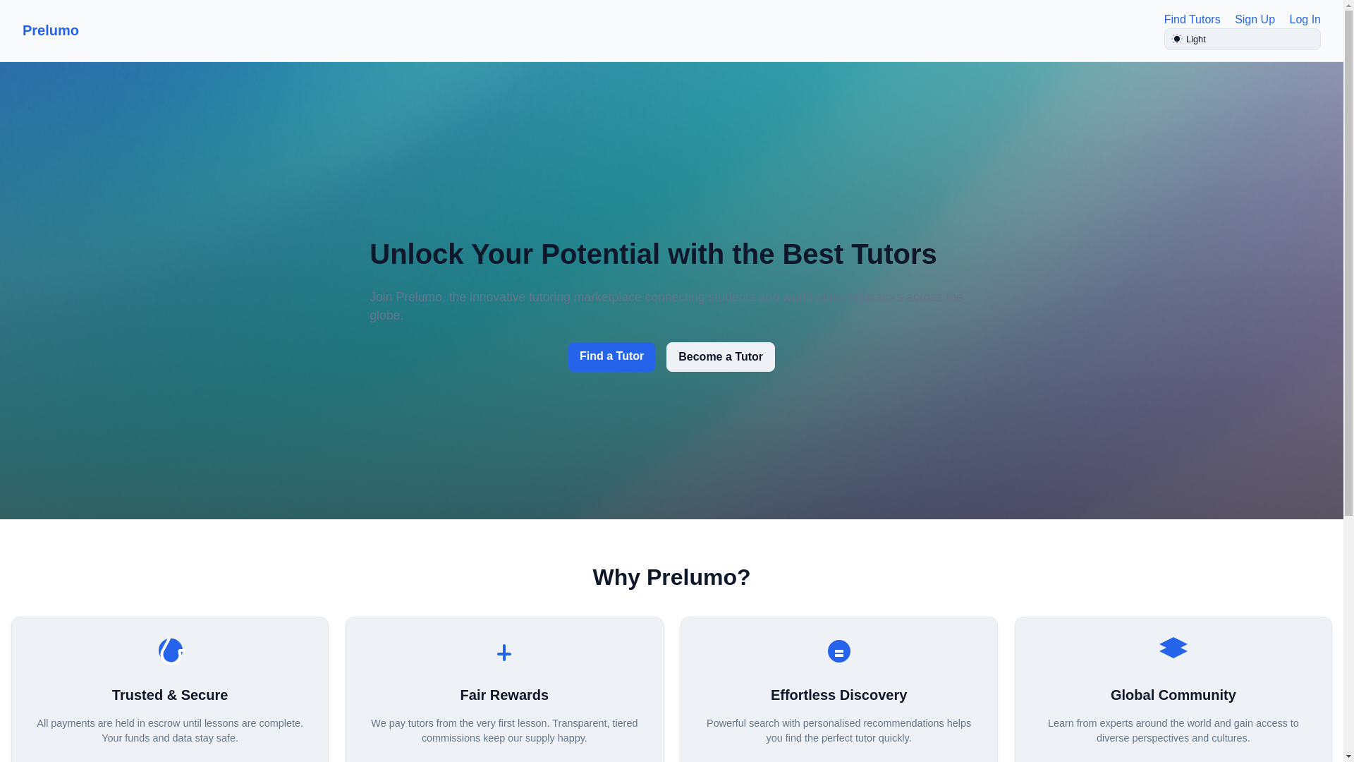 website screenshot of https://prelumo.com/