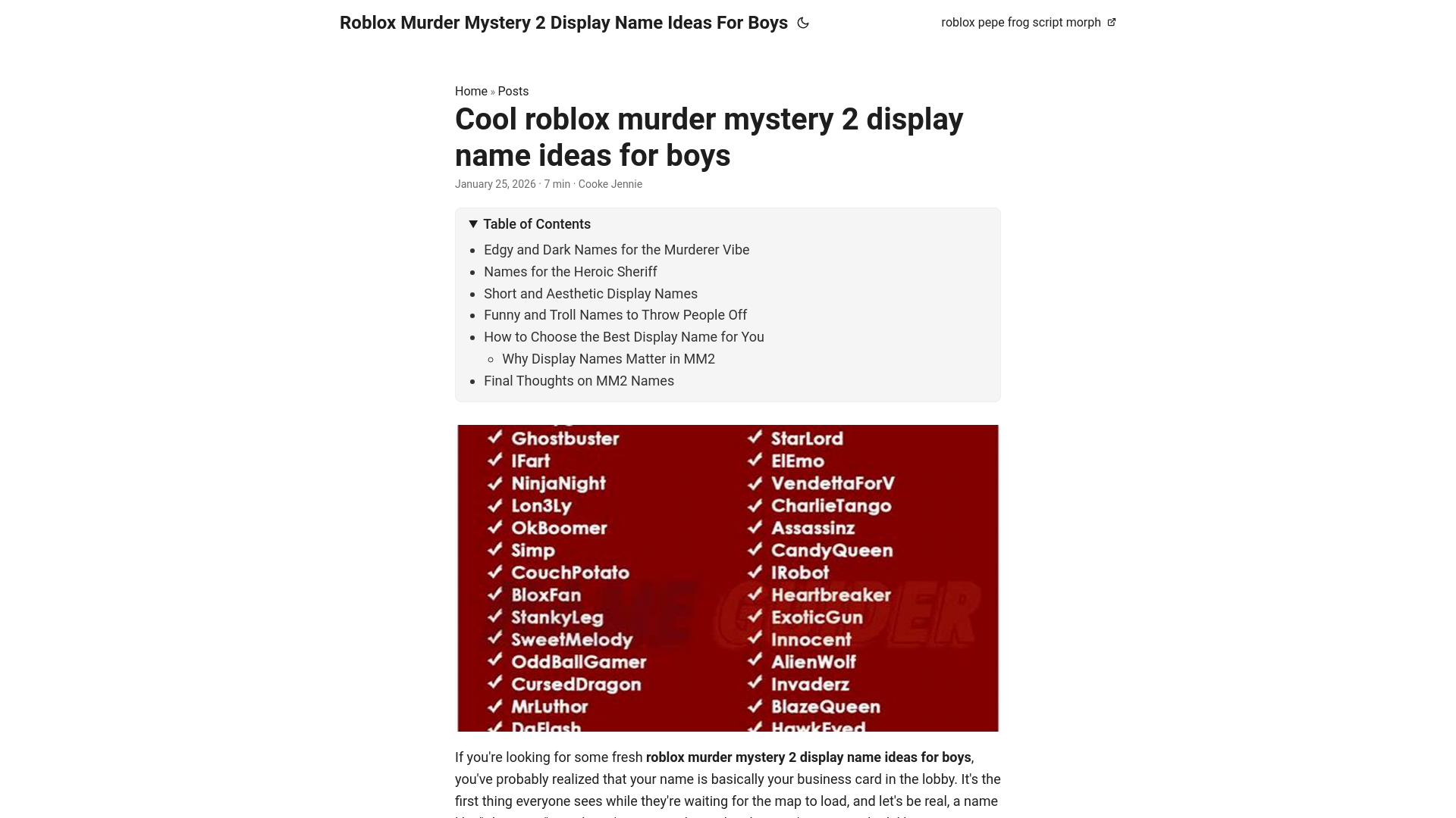 website screenshot of https://roblox-murder-mystery-2-display-name-ideas-for-boys.pages.dev/