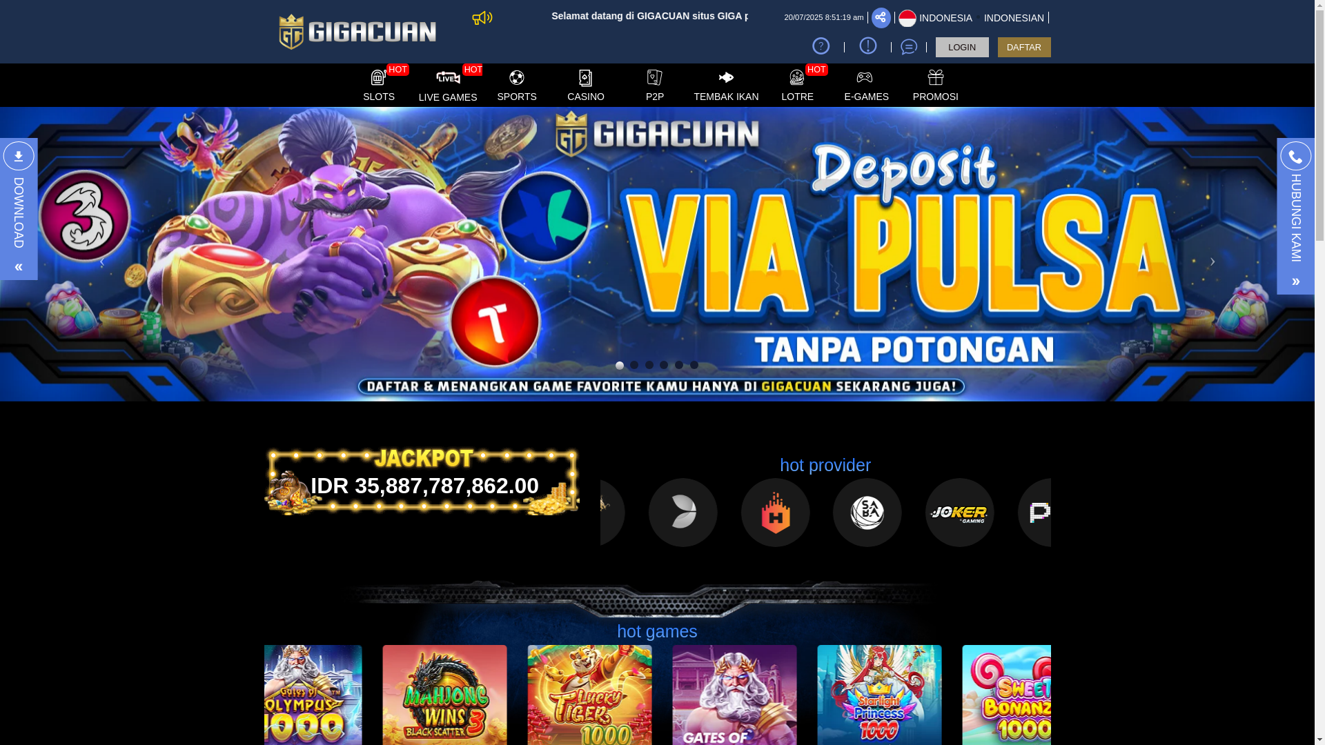 website screenshot of https://gigacuan.vip/