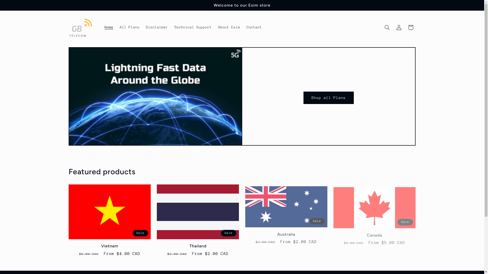 website screenshot of https://quickesimshop.com/