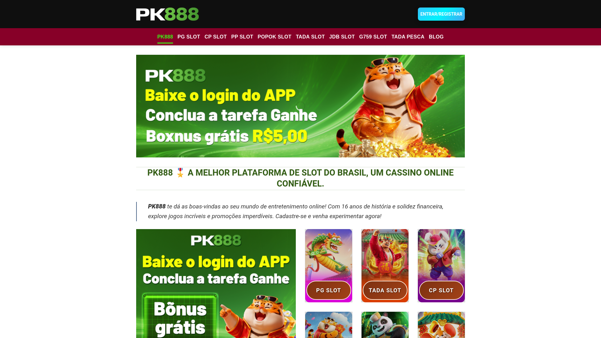 website screenshot of https://pk888-slots.com