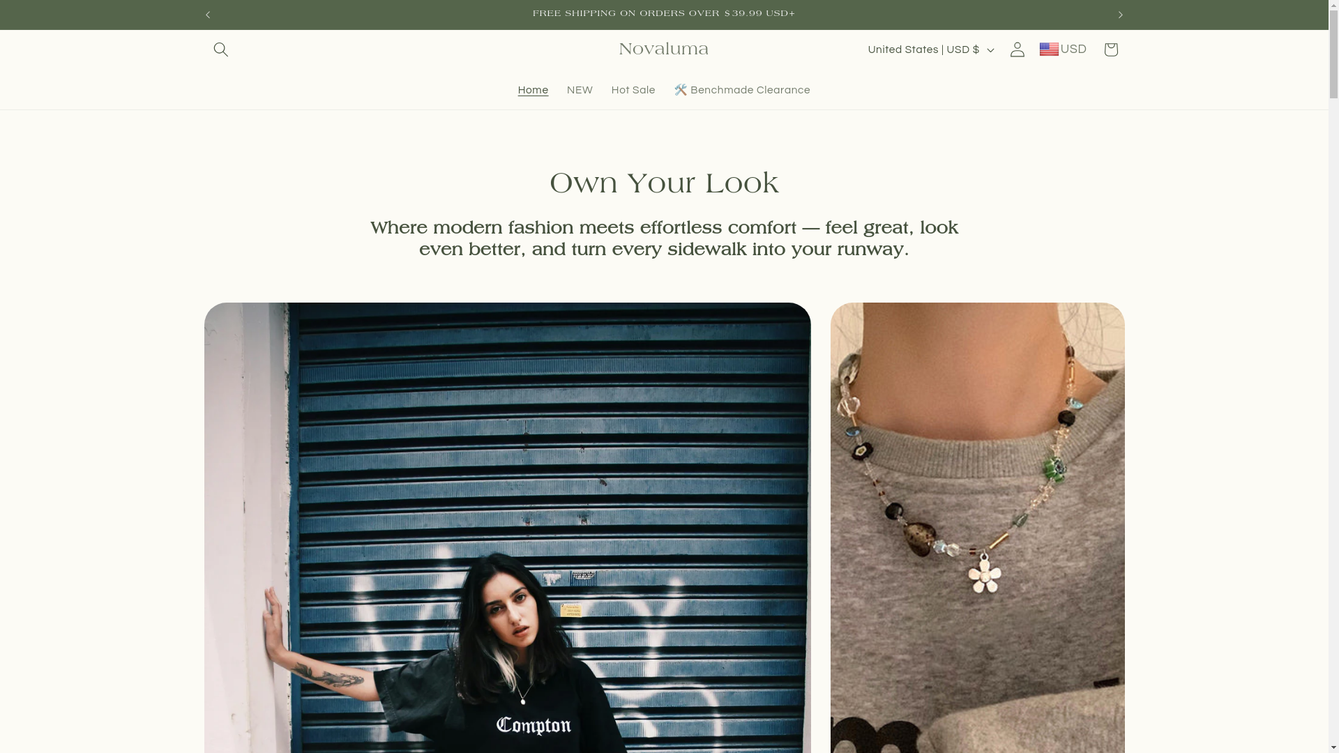 website screenshot of https://novalumo.store/