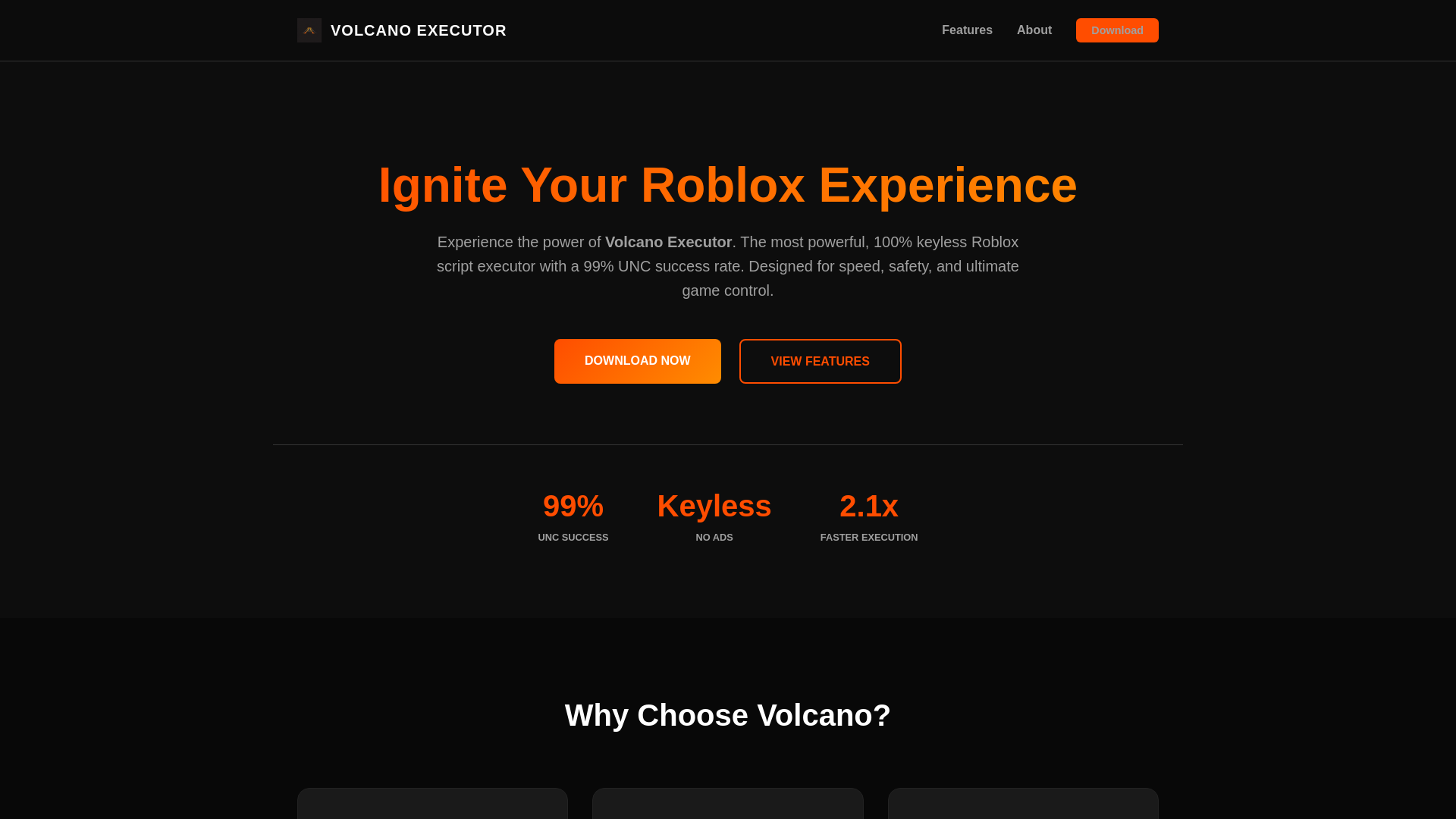 website screenshot of https://volcanoexecutor.app/