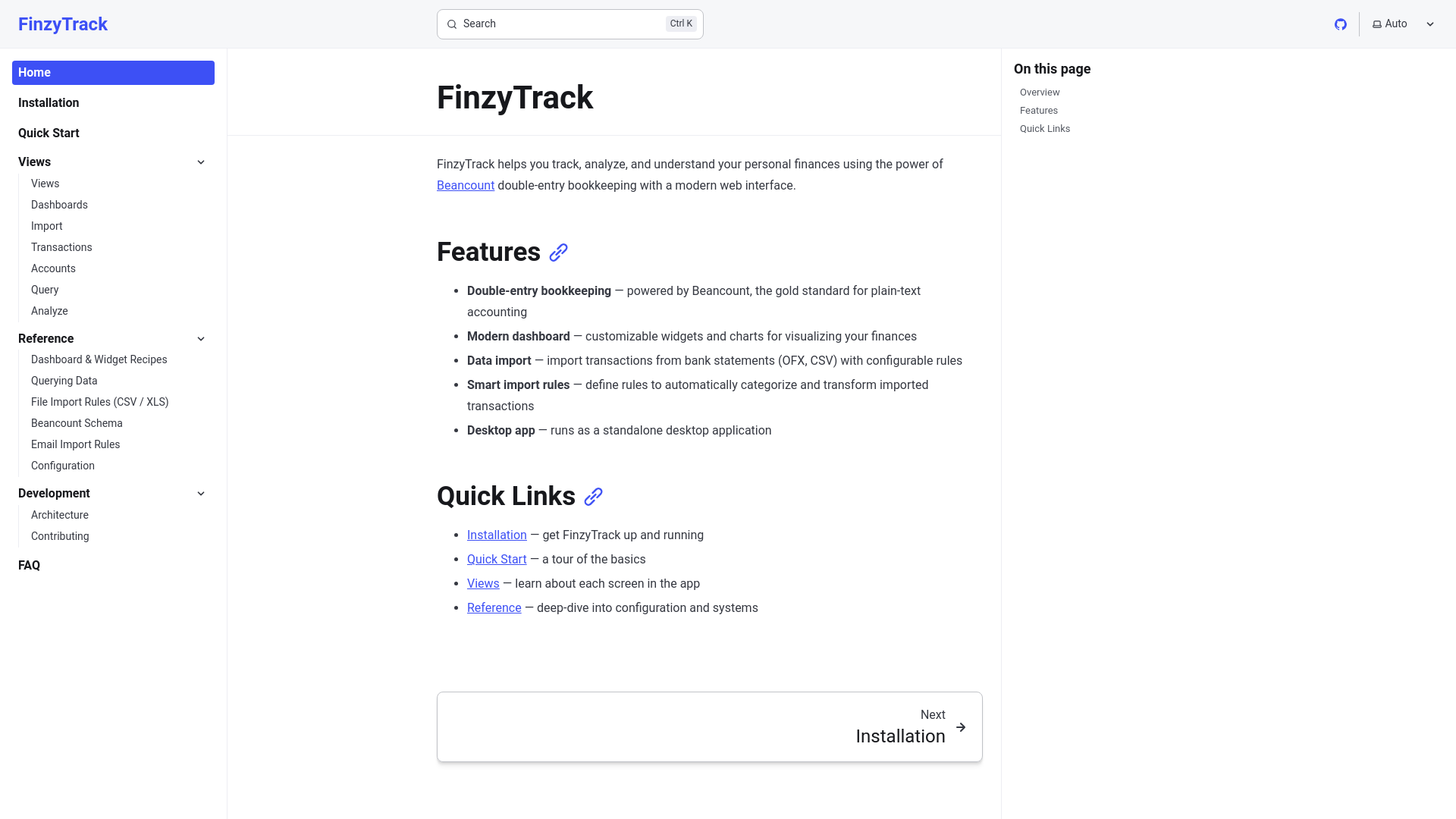 website screenshot of https://finzytrack-docs.pages.dev/