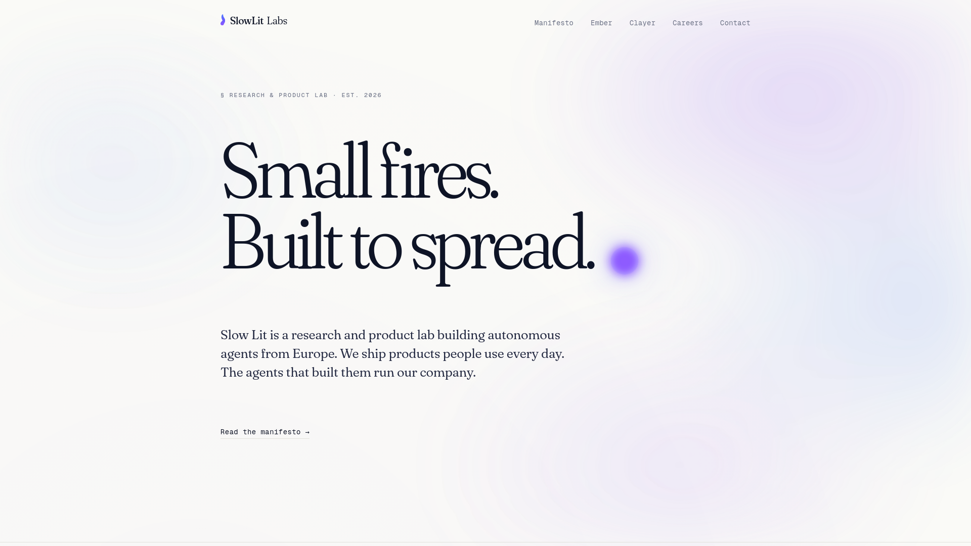 website screenshot of https://slowlitlabs.co/