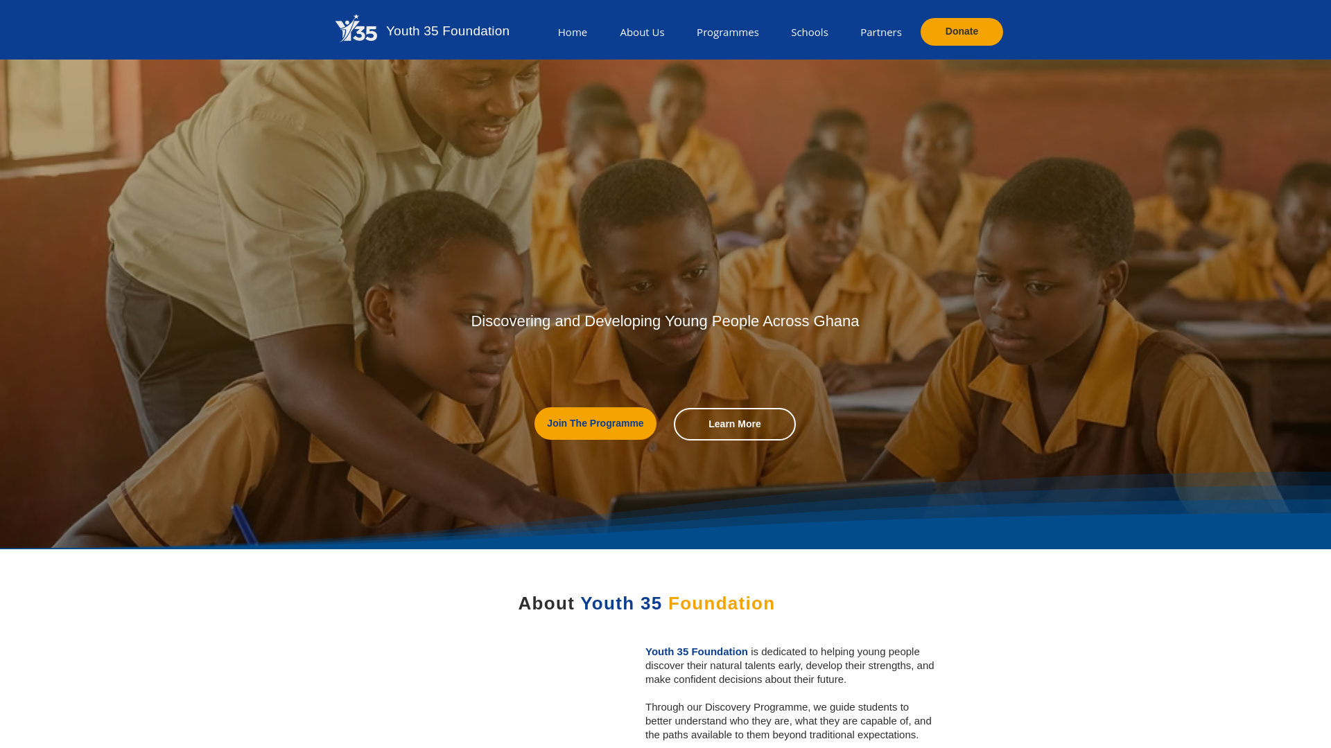 website screenshot of https://y35foundation.com/