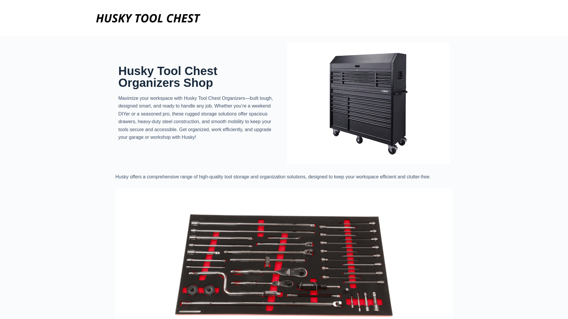 website screenshot of https://thehuskytoolchest.com/