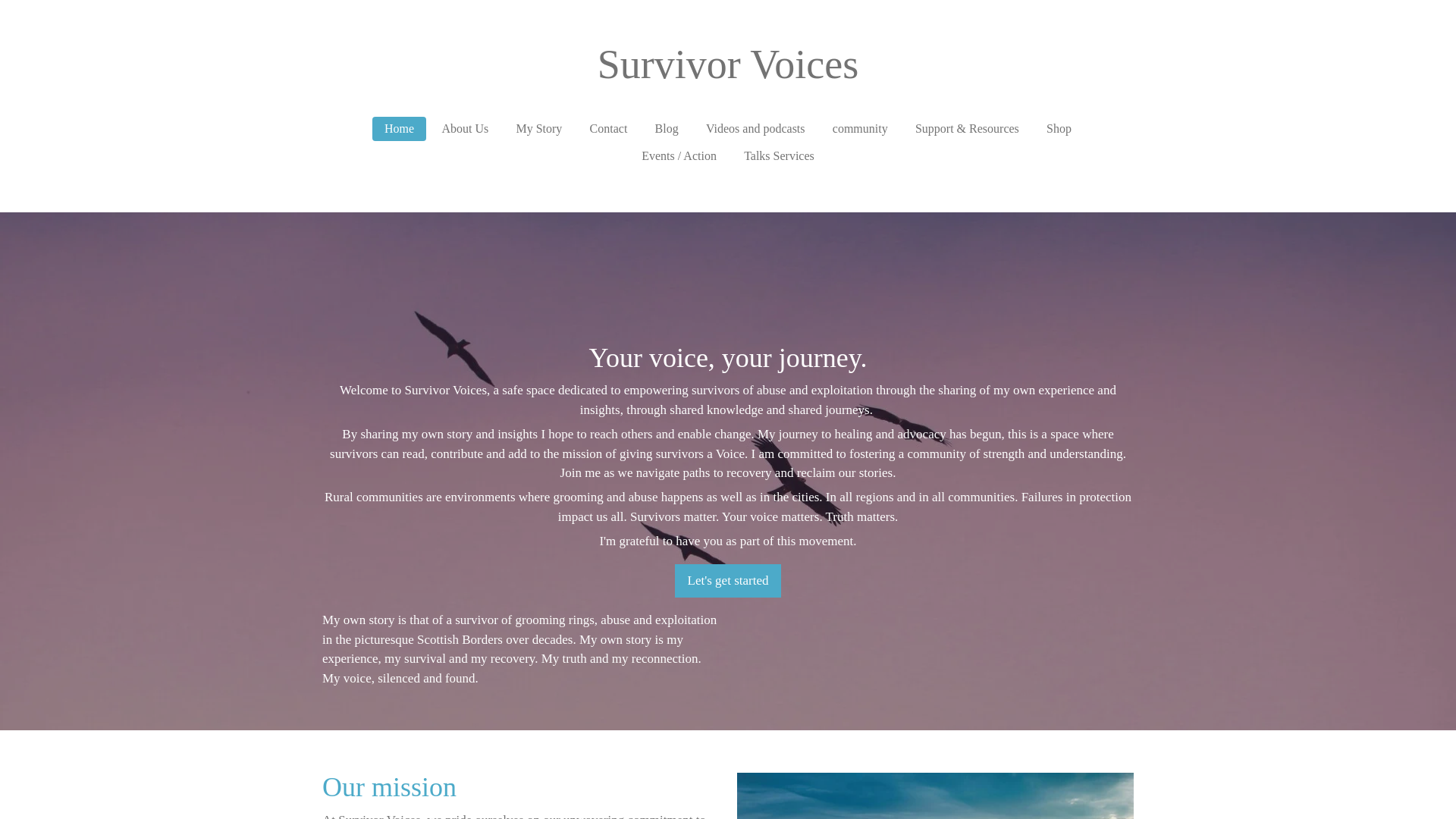 website screenshot of https://survivorvoices.org.uk/