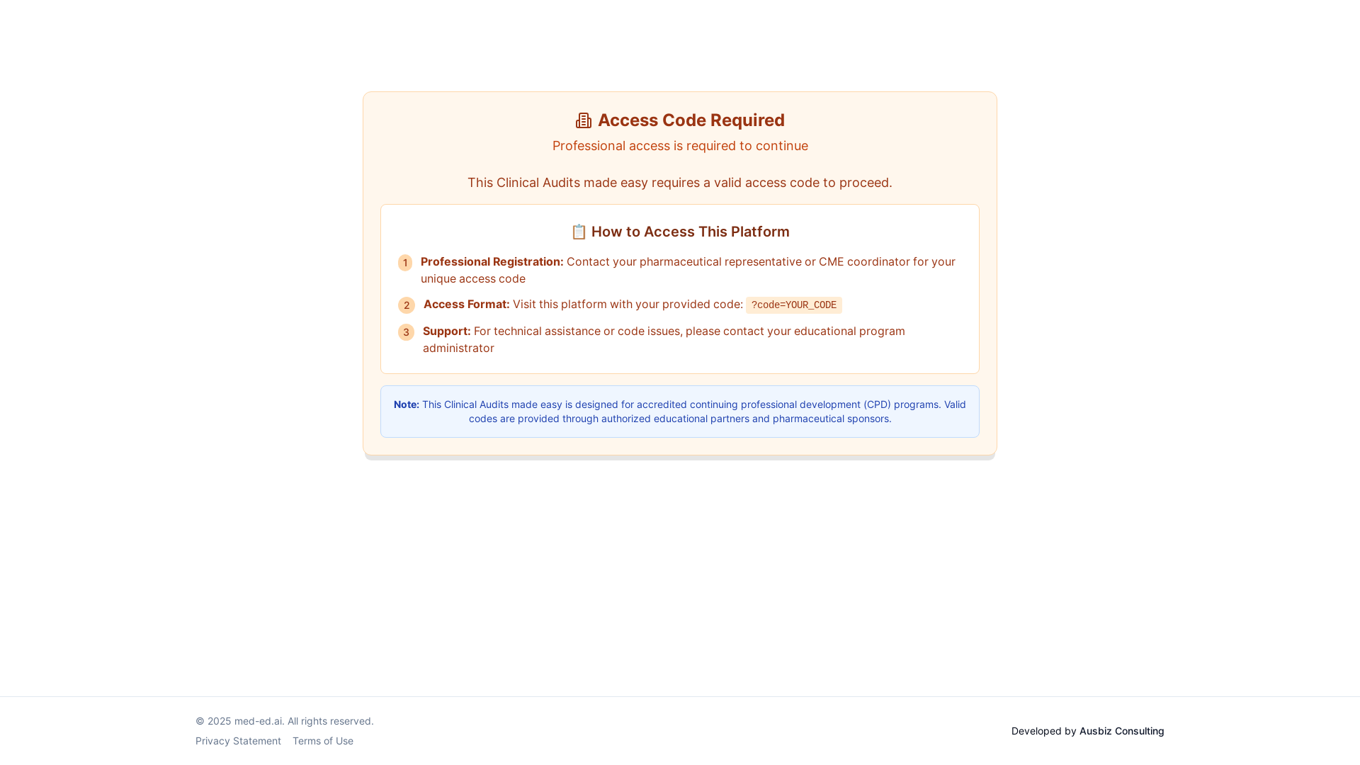 website screenshot of https://clinaudit.med-ed.ai/