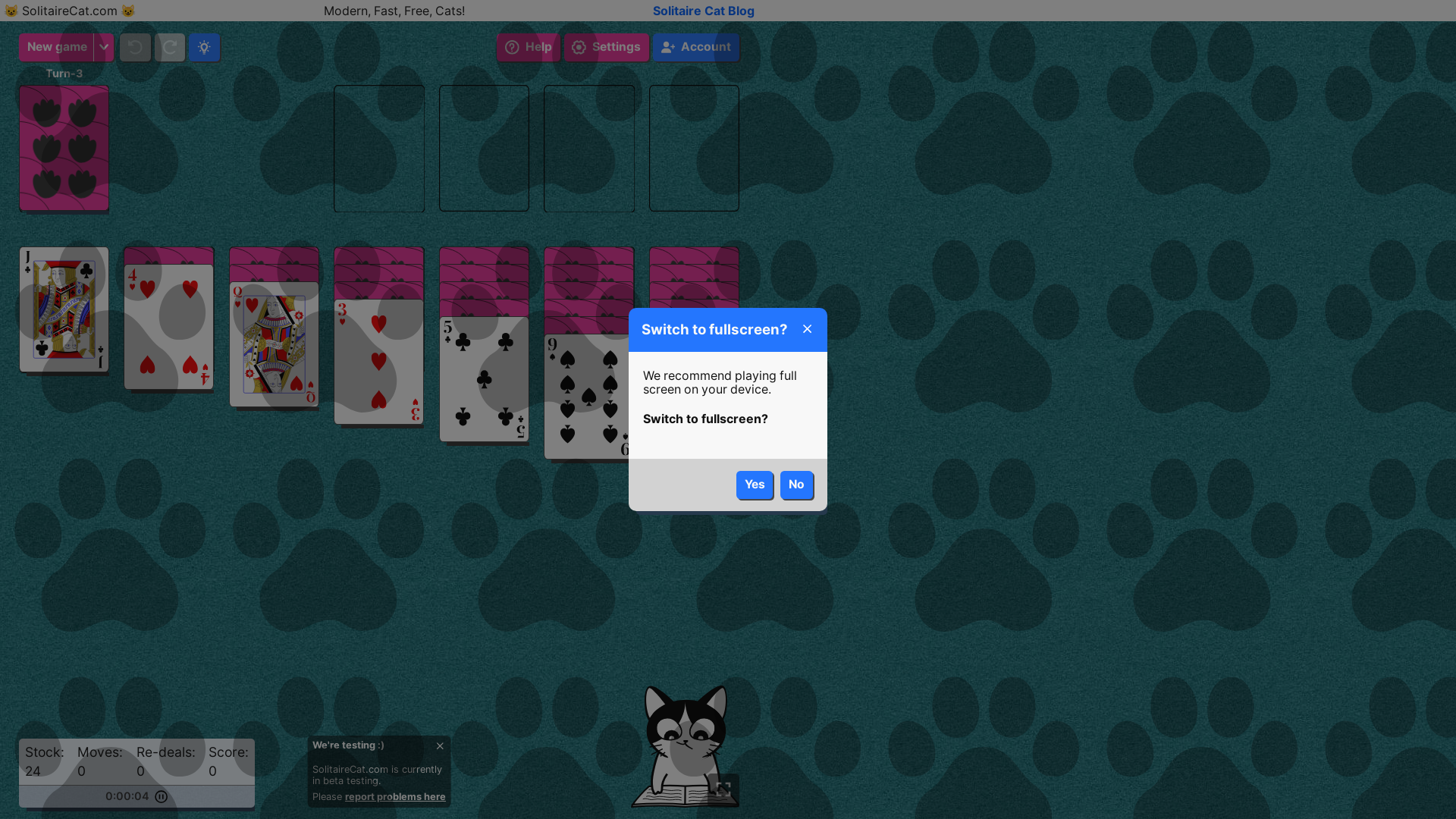 website screenshot of https://solitairecat.pages.dev/