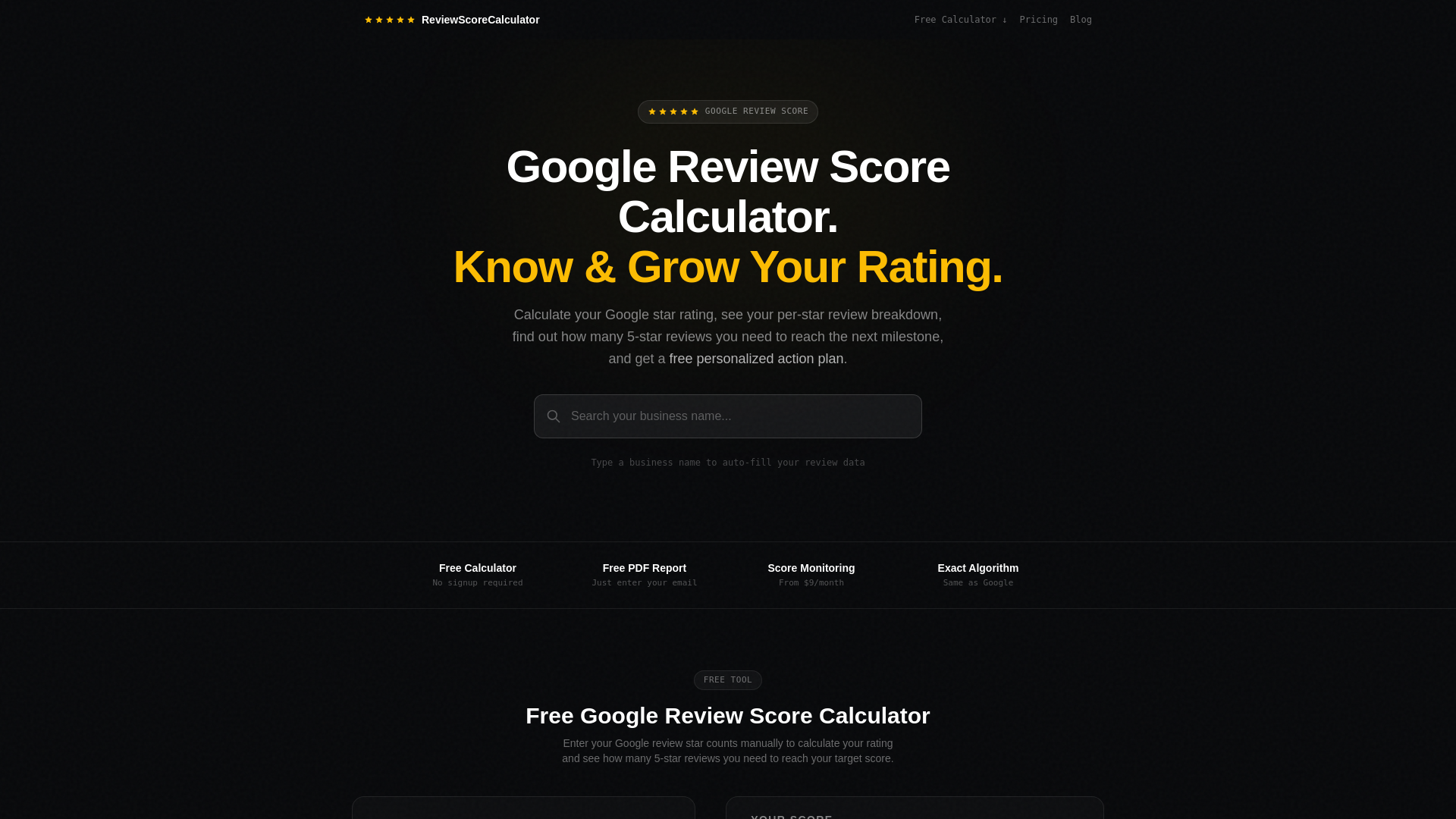 website screenshot of https://reviewscorecalculator.com/