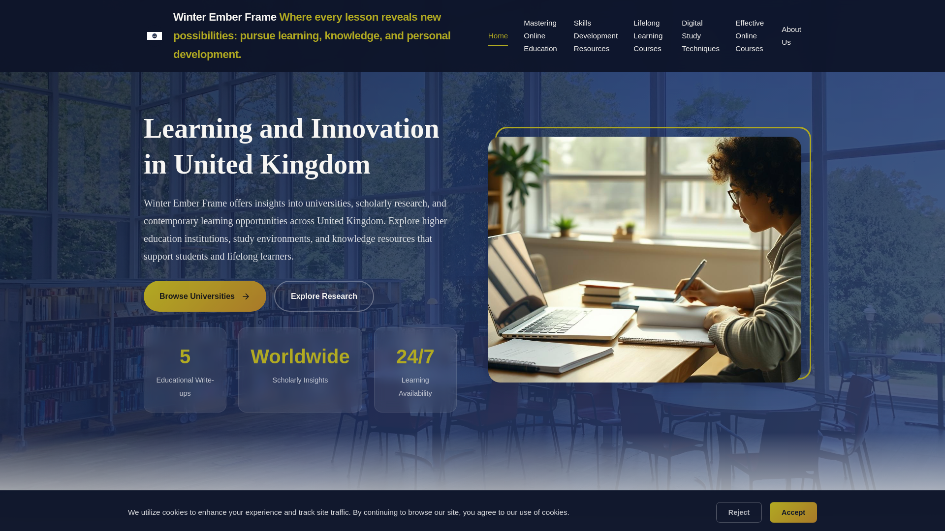 website screenshot of https://winteremberframe.digital/