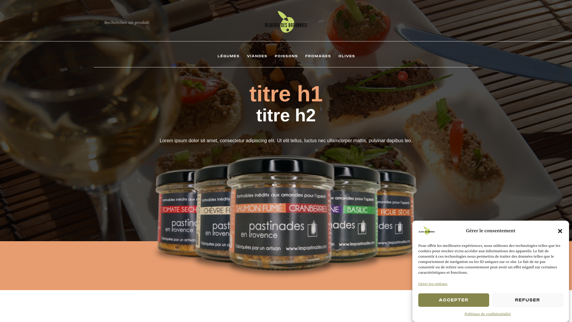 website screenshot of https://lespastinades.fr