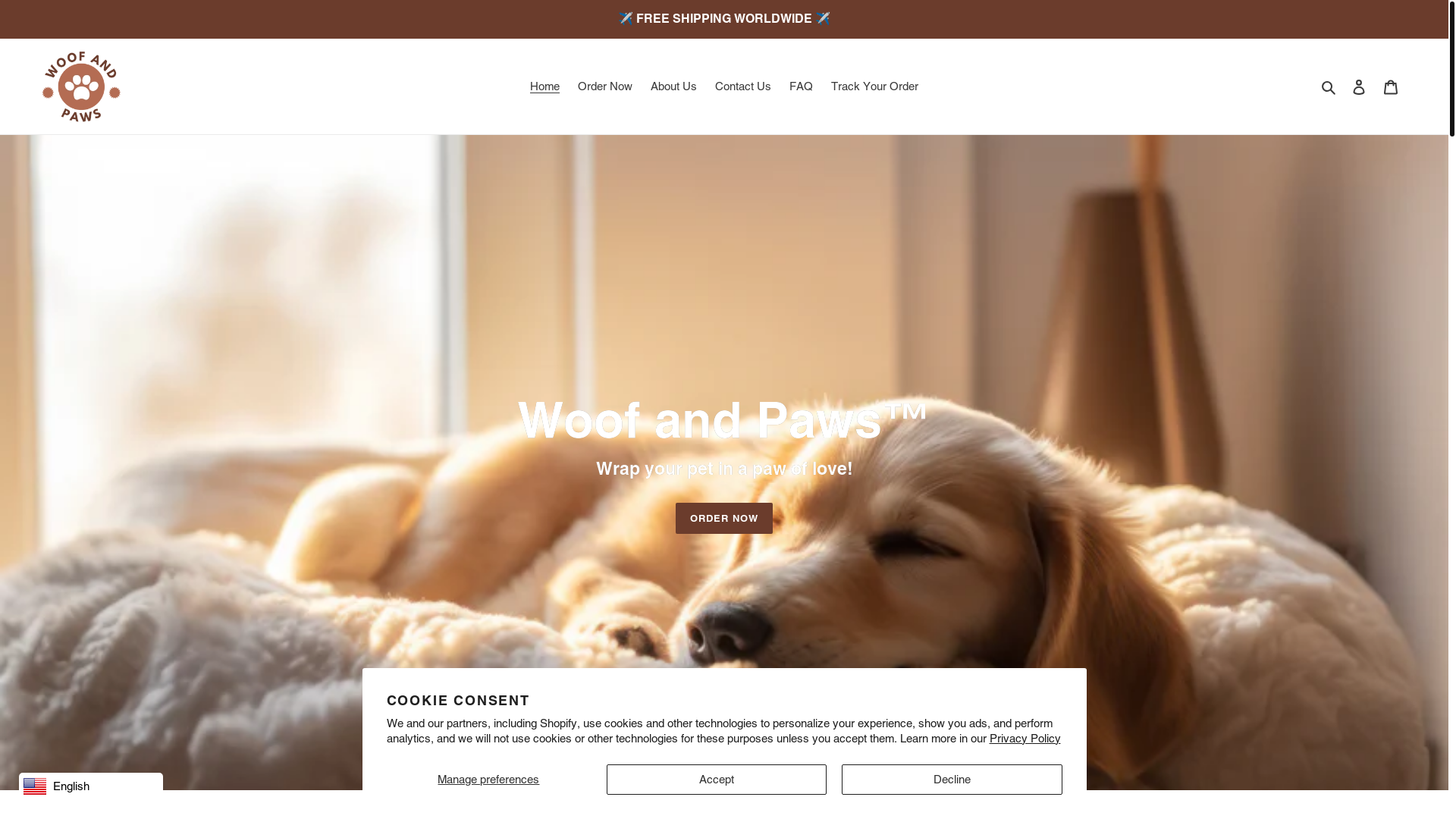website screenshot of https://woofandpaws.co/