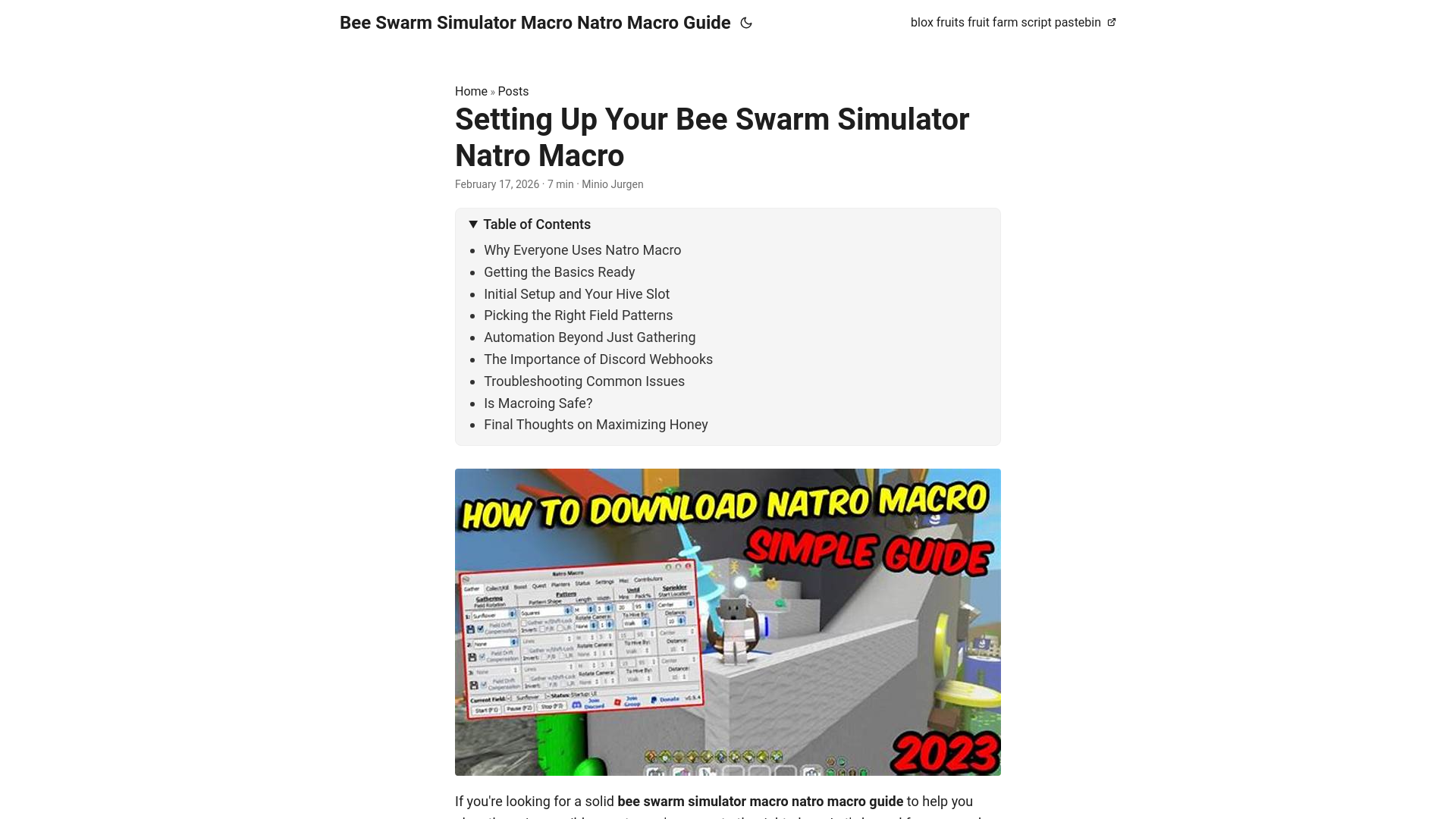 website screenshot of https://bee-swarm-simulator-macro-natro-macro-guide.pages.dev/