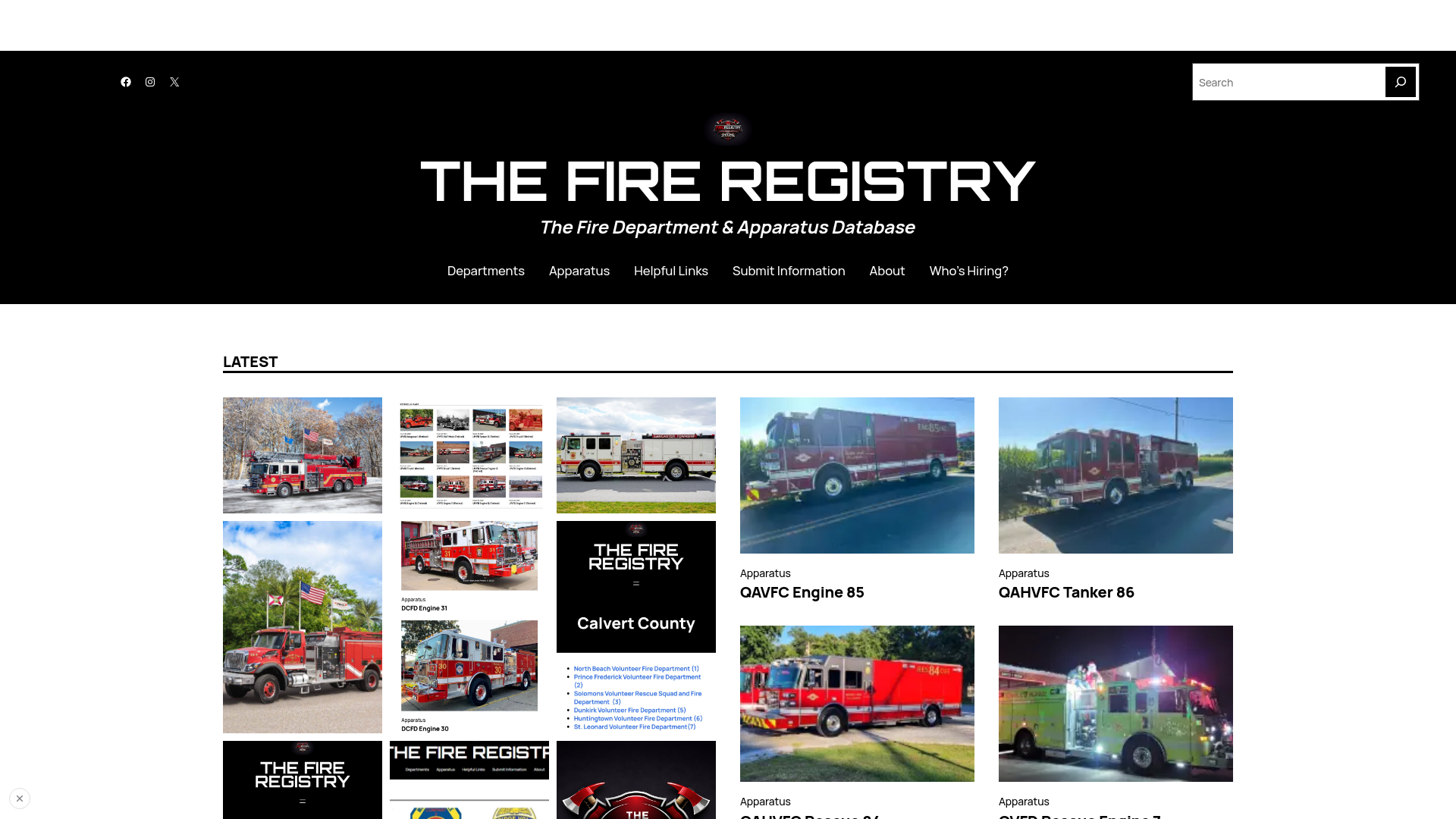 website screenshot of https://fire-registry.com/
