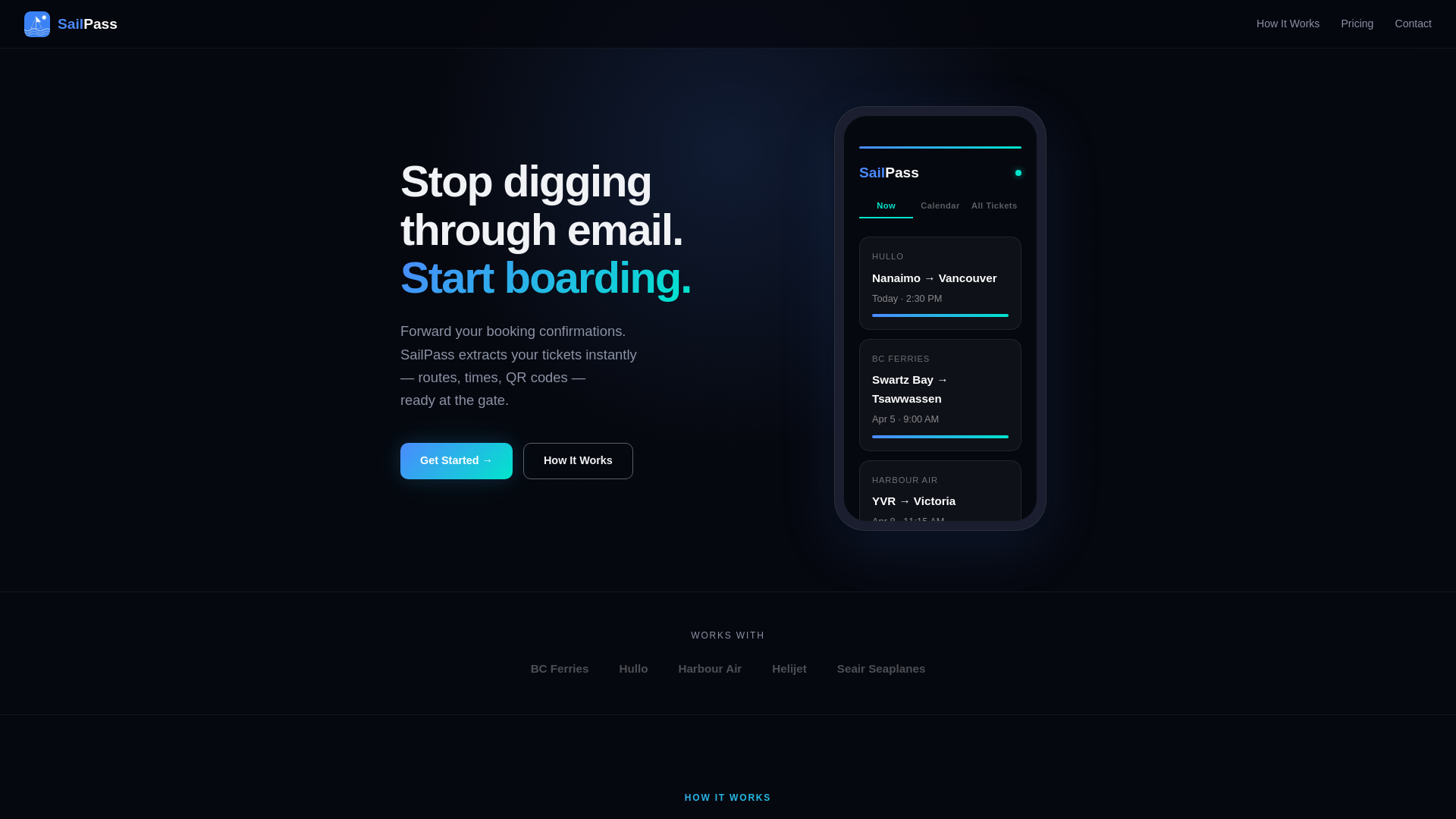 website screenshot of https://sailpass.app/