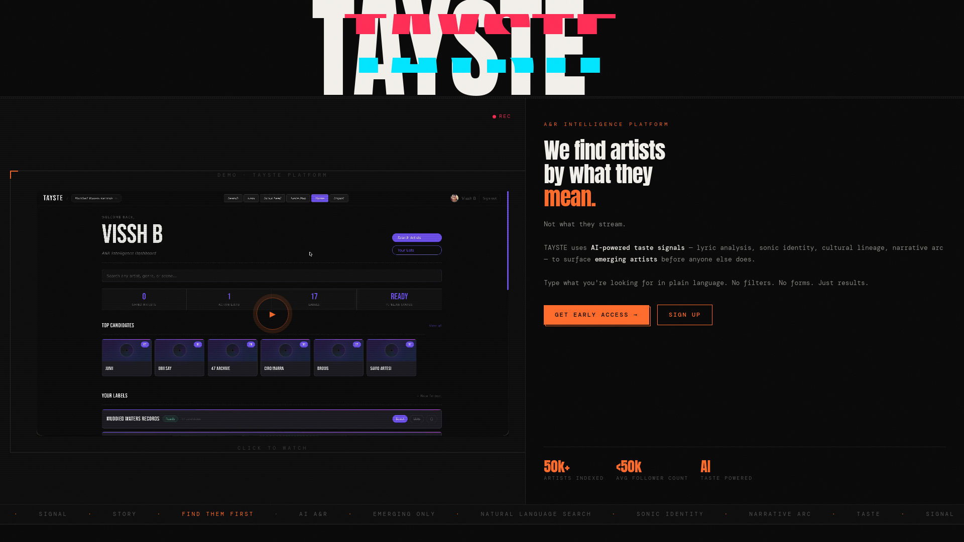 website screenshot of https://tayste.us/