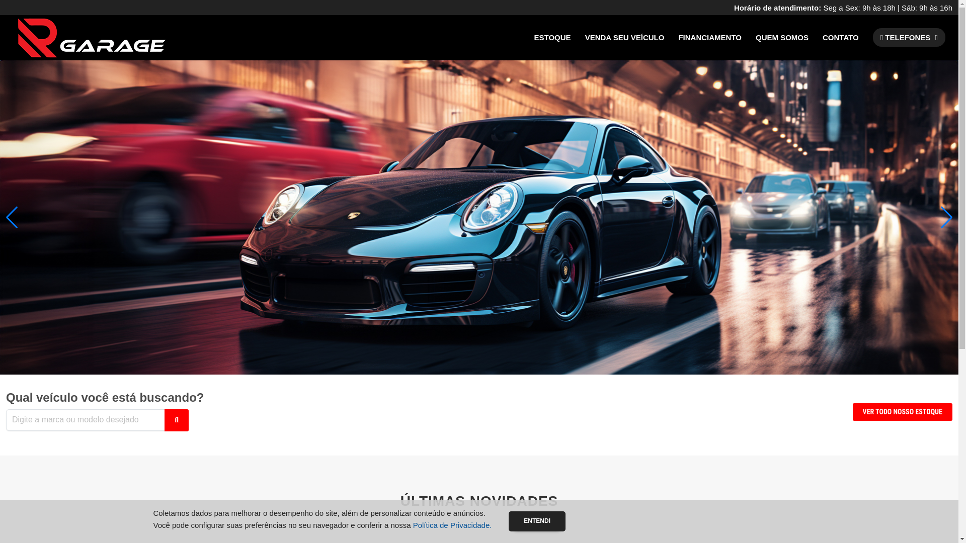 website screenshot of https://rgaragemultimarcas.com.br/