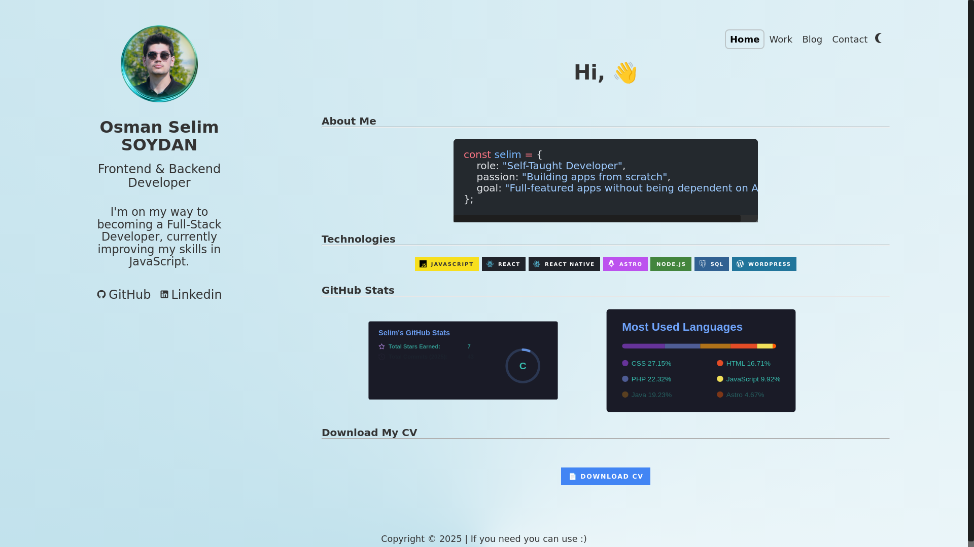 website screenshot of https://soydan.me