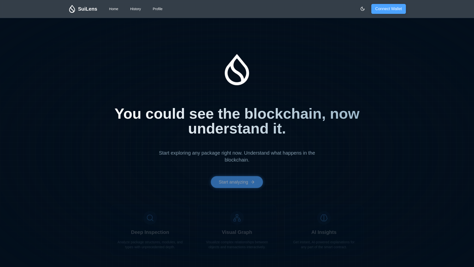 website screenshot of https://suilens.tech/