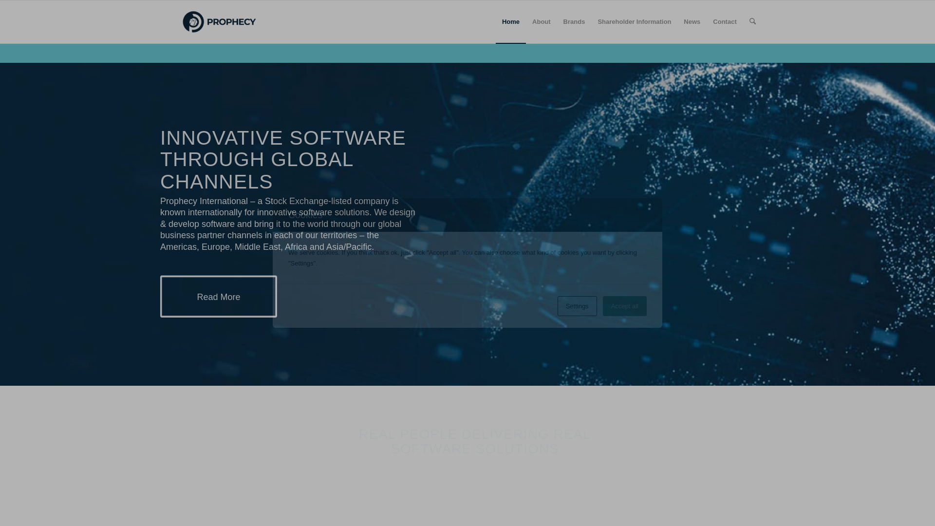 website screenshot of https://www.prophecyinternational.com/