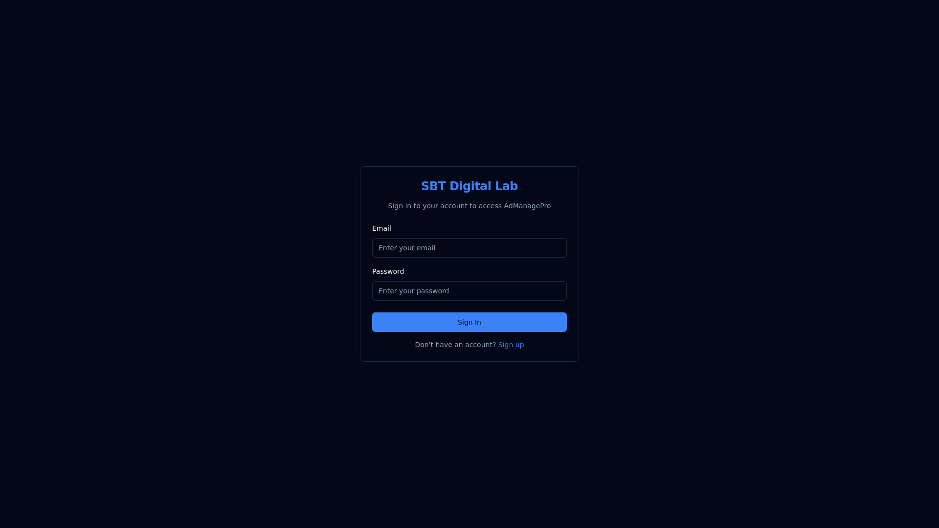 website screenshot of https://admanage.pro/