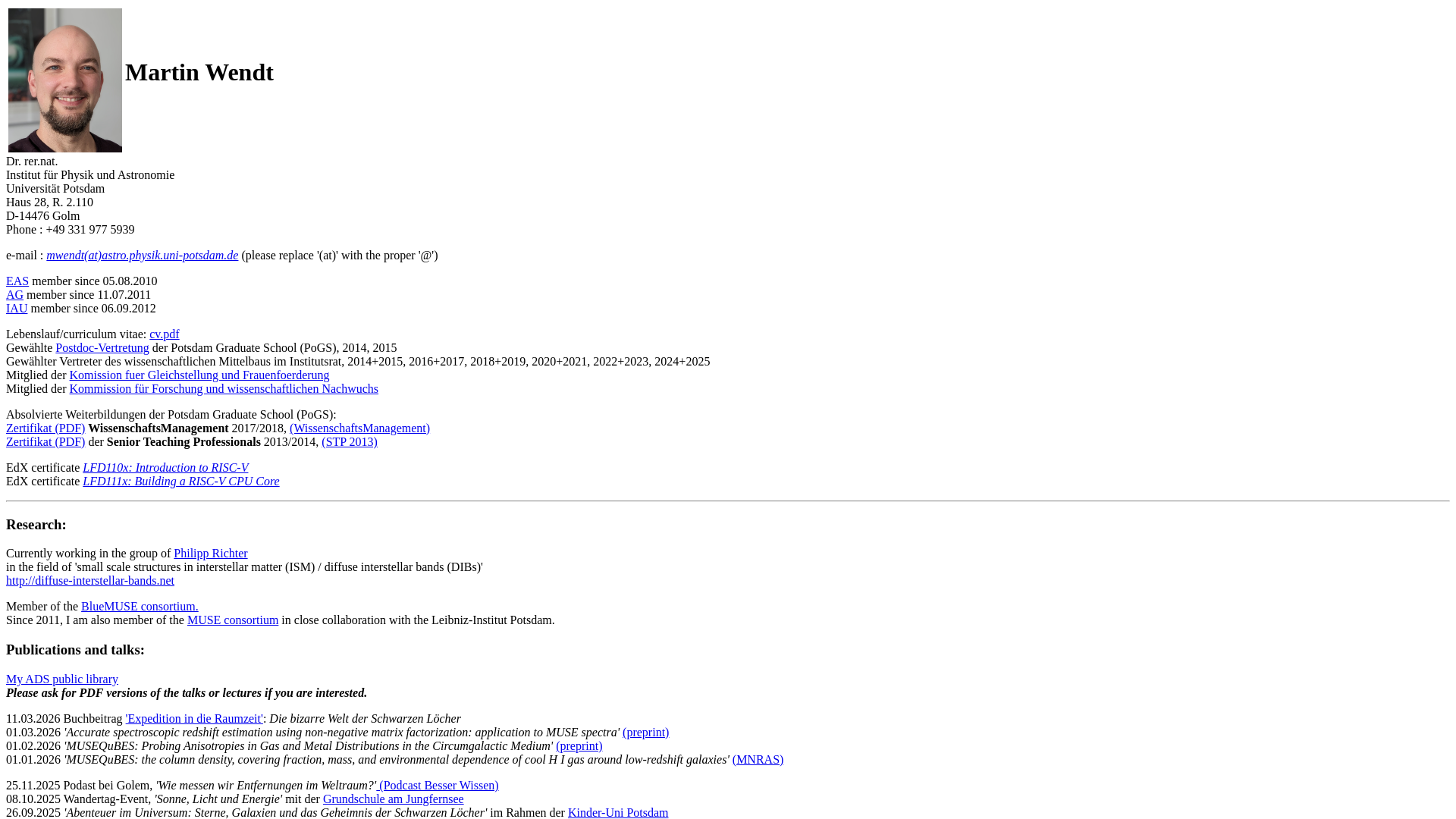website screenshot of https://www.astro.physik.uni-potsdam.de/~mwendt/
