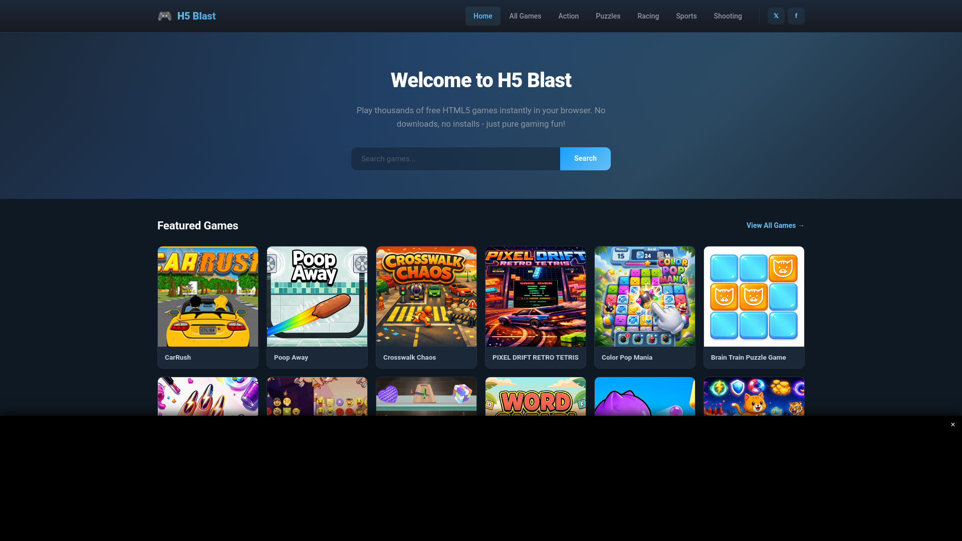 website screenshot of https://h5blast.site/