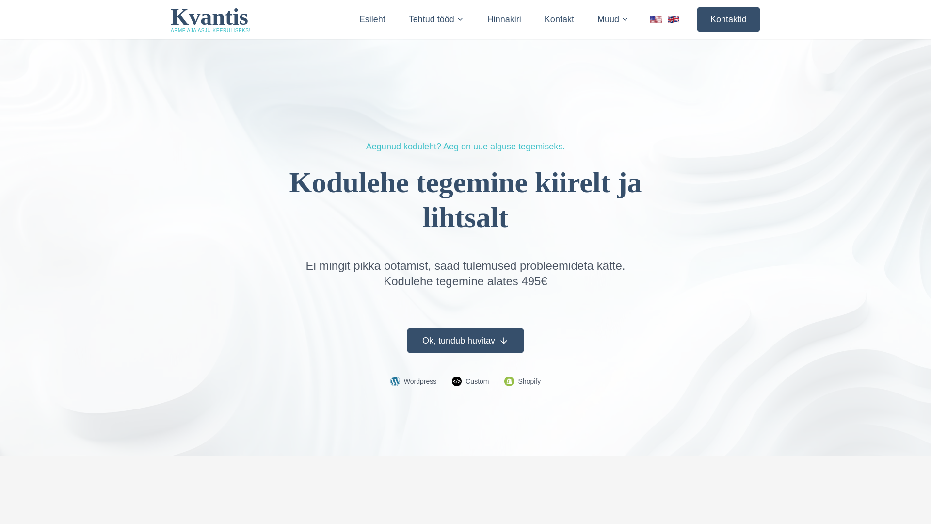 website screenshot of https://kvantisagentuur.ee/