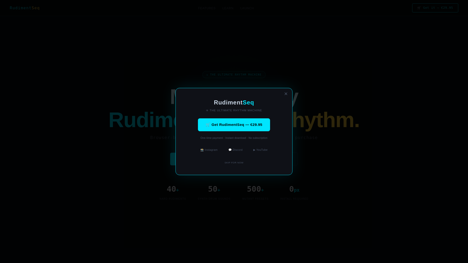website screenshot of https://rudimentseq.com