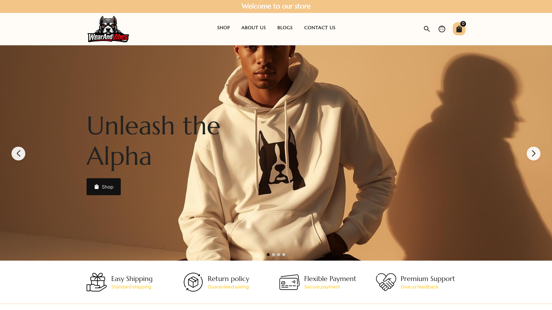 website screenshot of https://wearandvibes.com/