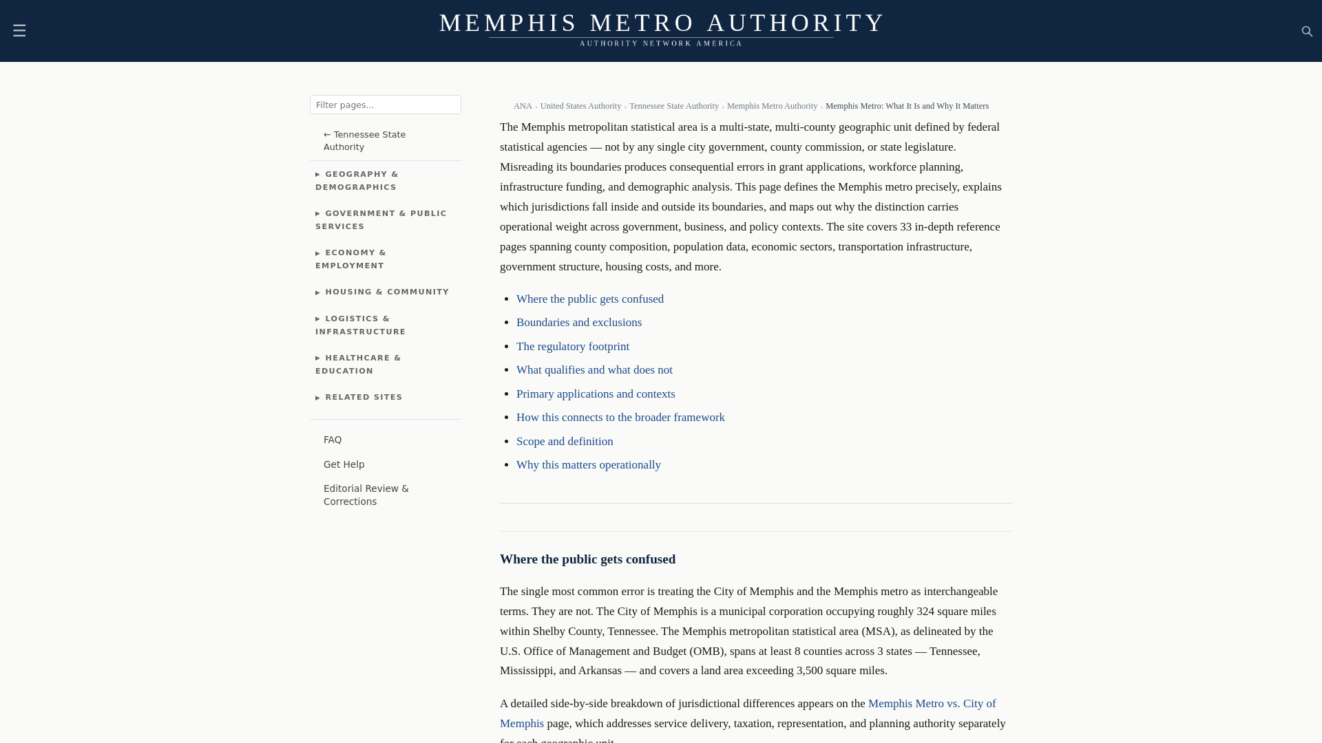 website screenshot of https://memphismetroauthority.com